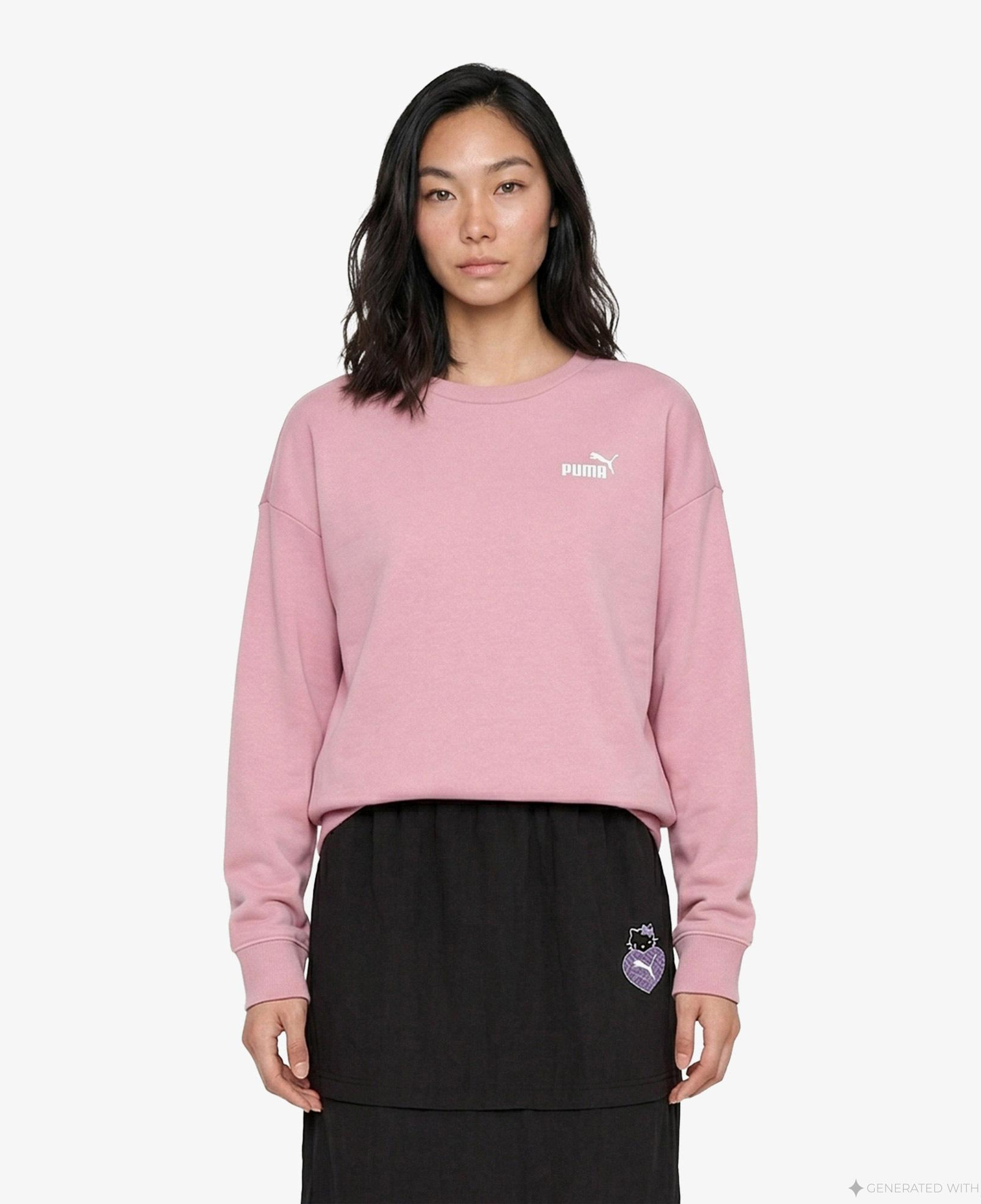 Puma Essential Small Logo Relaxed Crew Kadın Pembe Sweatshirt