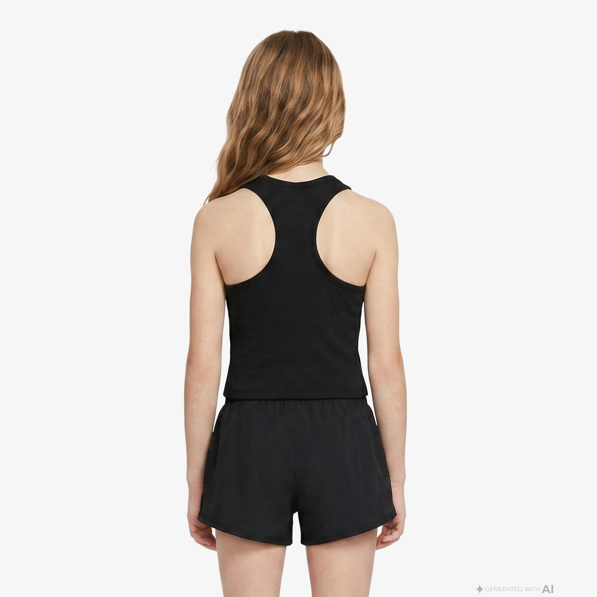 Nike Sportswear Rib Çocuk Siyah Kolsuz T-Shirt
