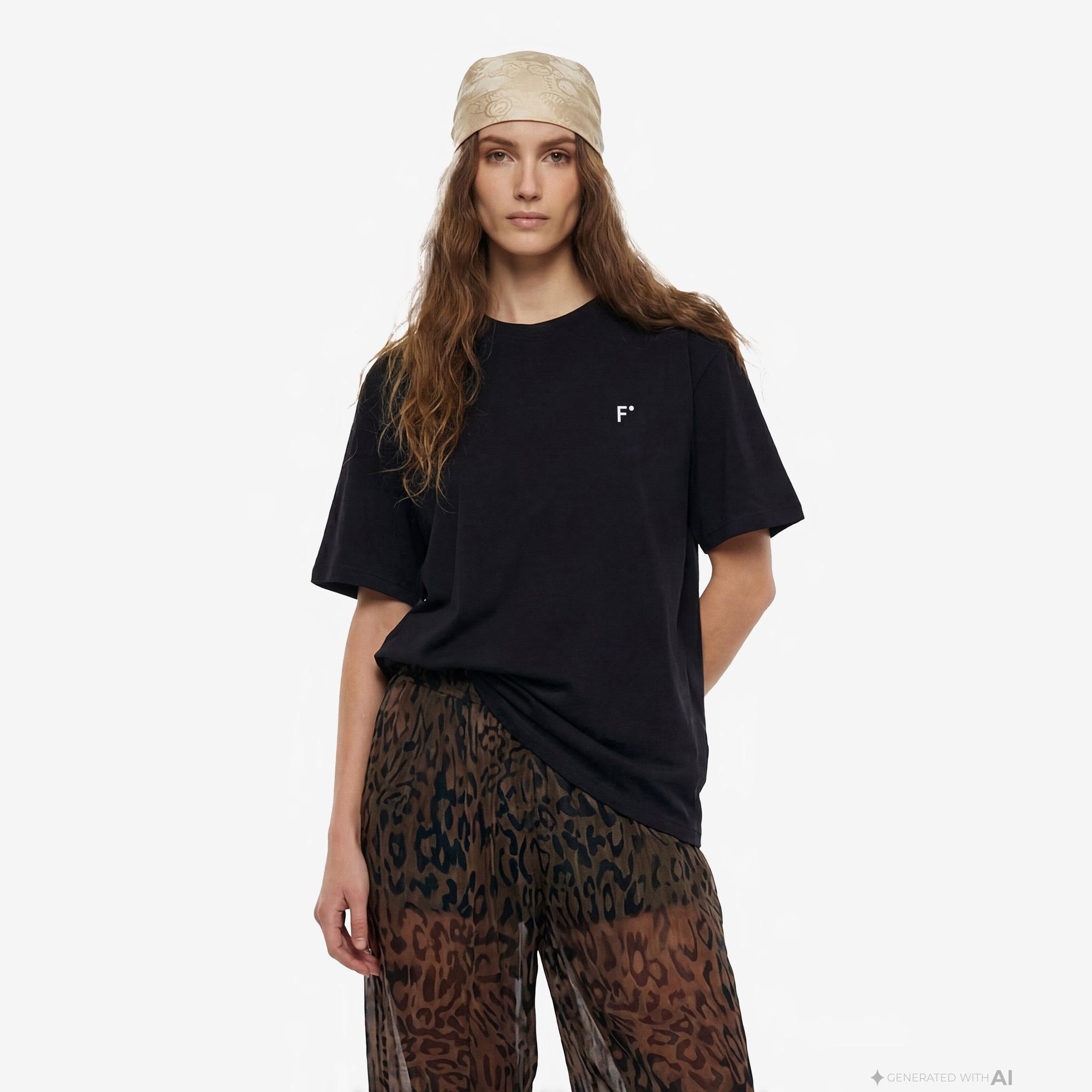 FashFed F İkonlu Unisex Siyah T-Shirt