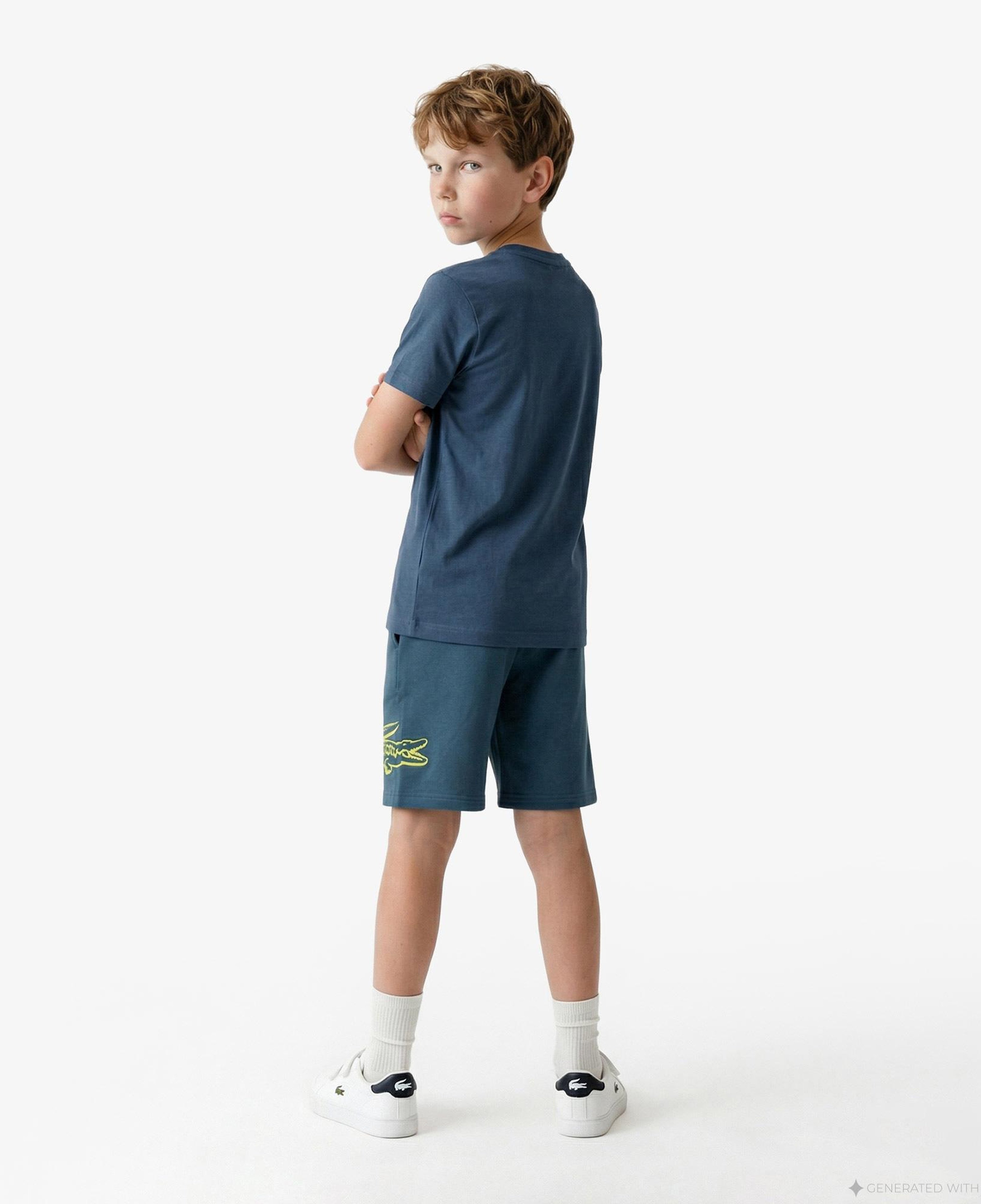 Çocuk Bisiklet Yaka Baskılı Lacivert T-Shirt