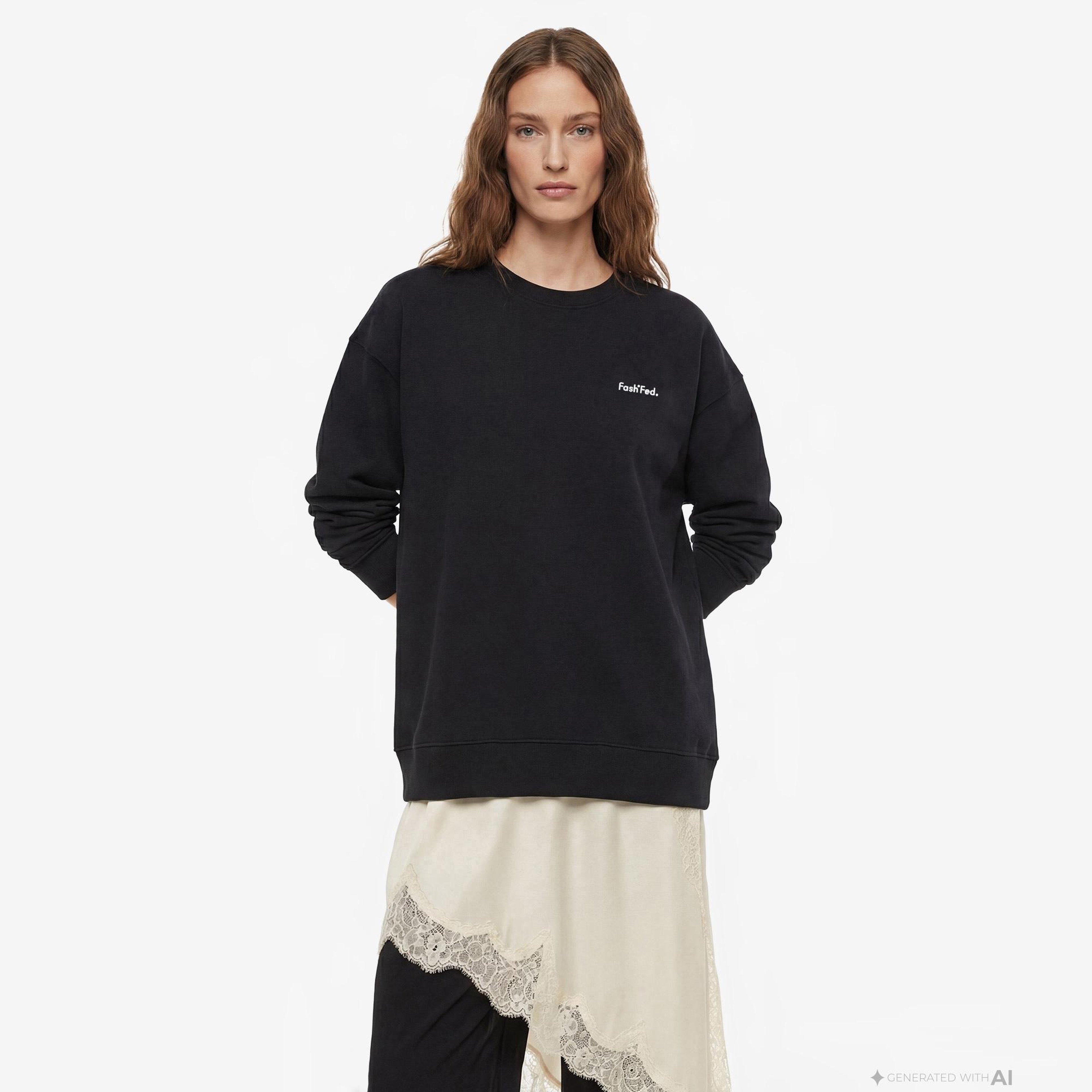 FashFed Unisex Siyah Sweatshirt