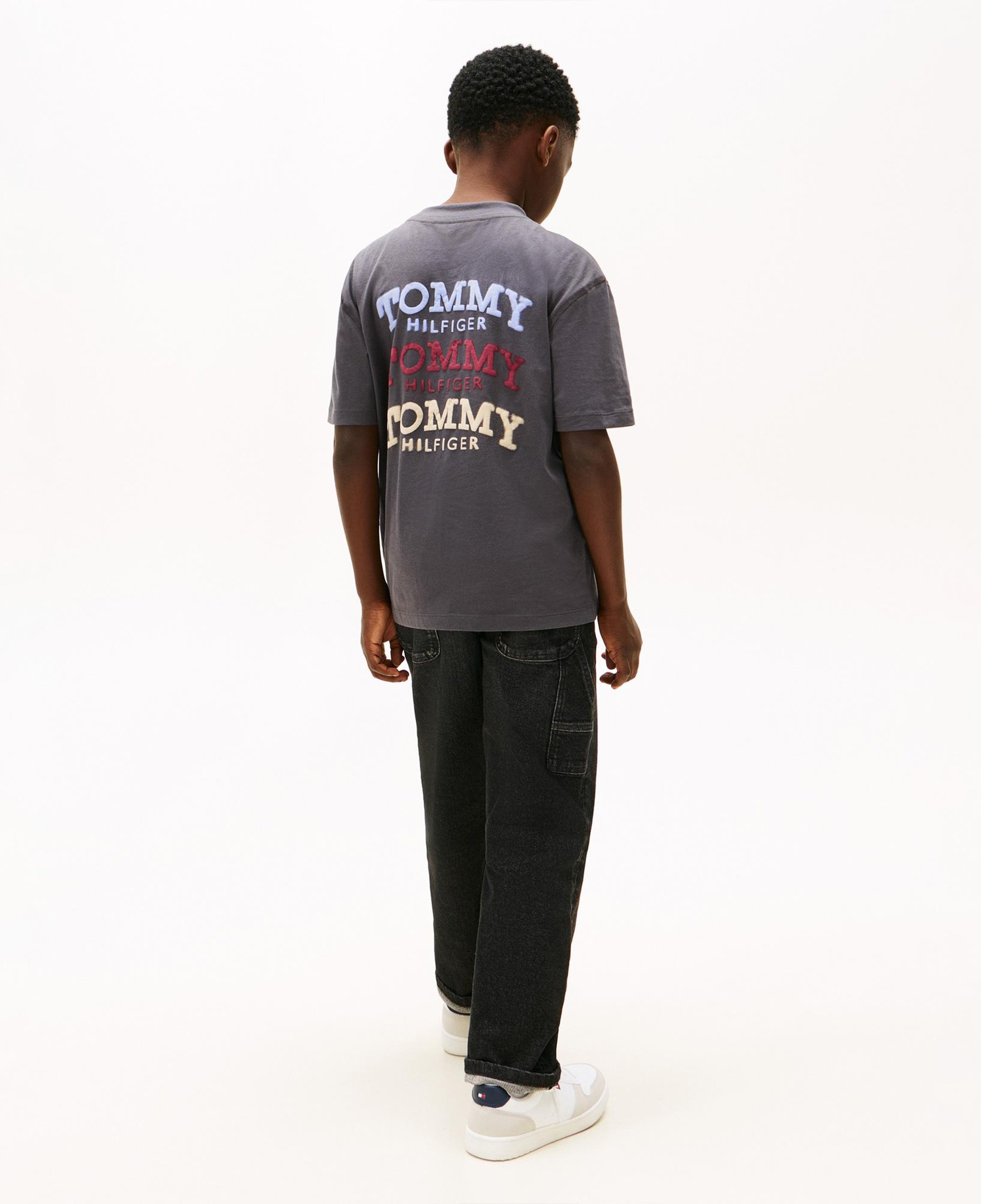 Tommy Hilfiger Washed Faded Graphic Çocuk Gri T-Shirt