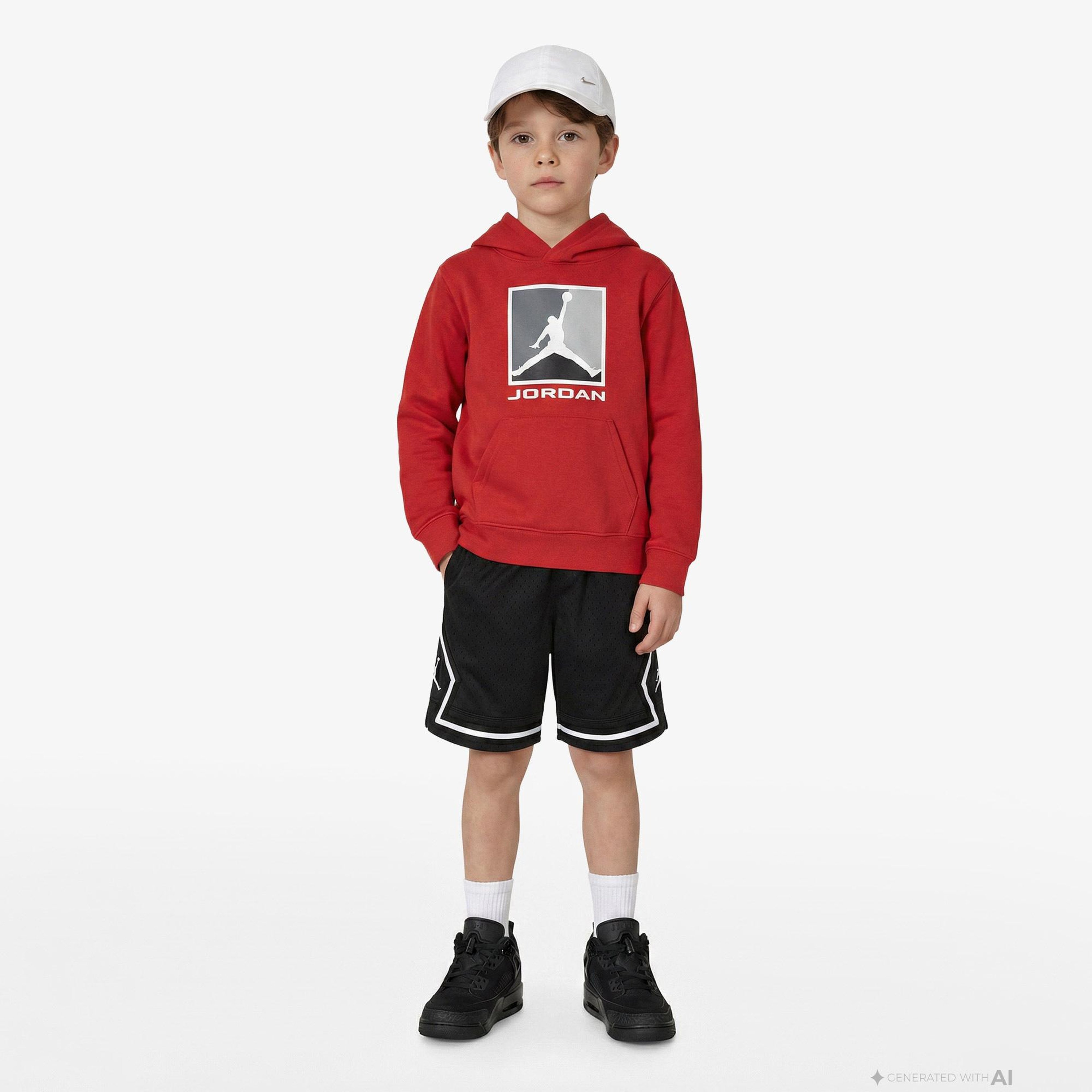 Jordan Baseline Çocuk Kırmızı Kapüşonlu Sweatshirt
