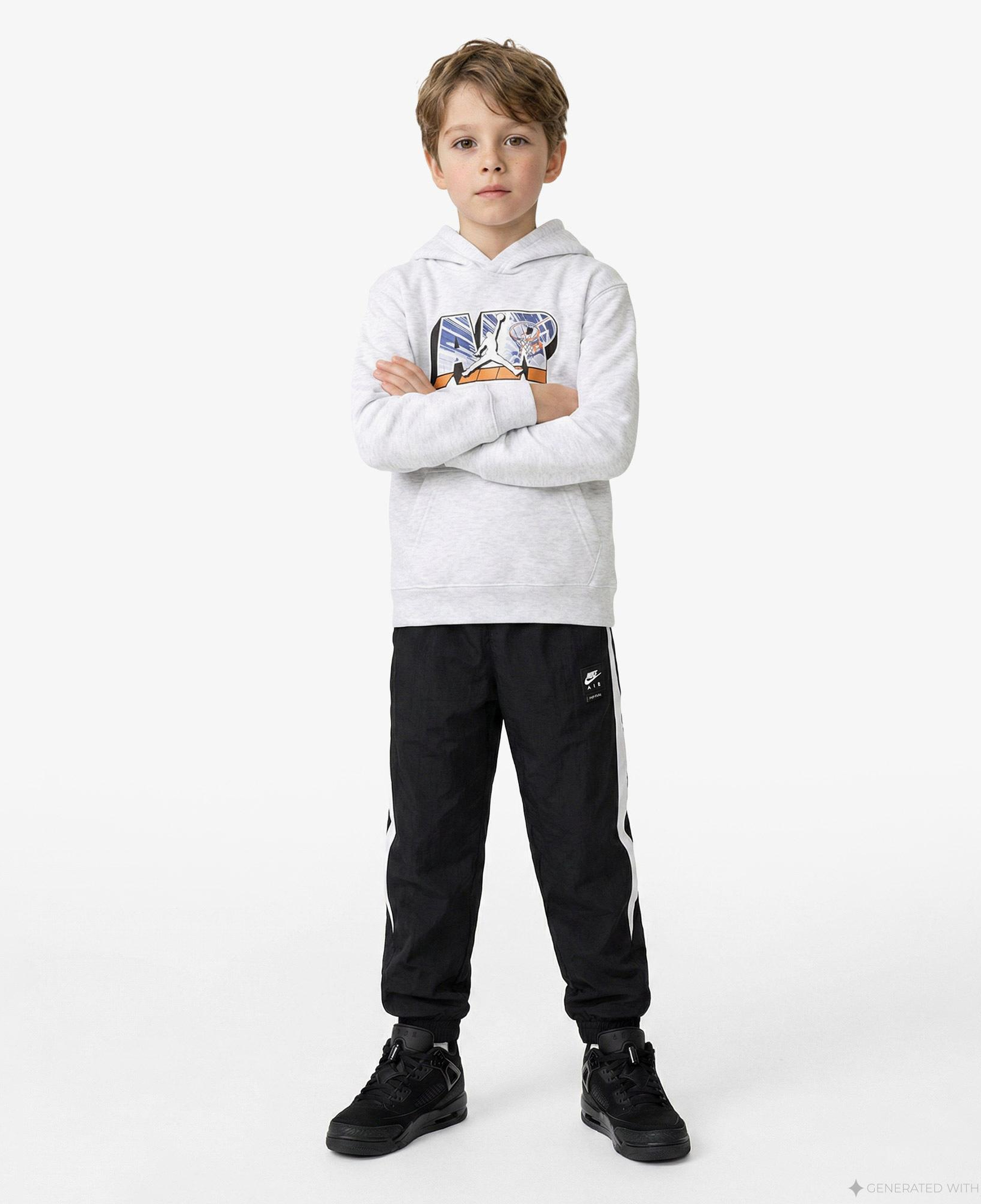 Jordan Air Postcard Pullover Çocuk Gri Sweatshirt