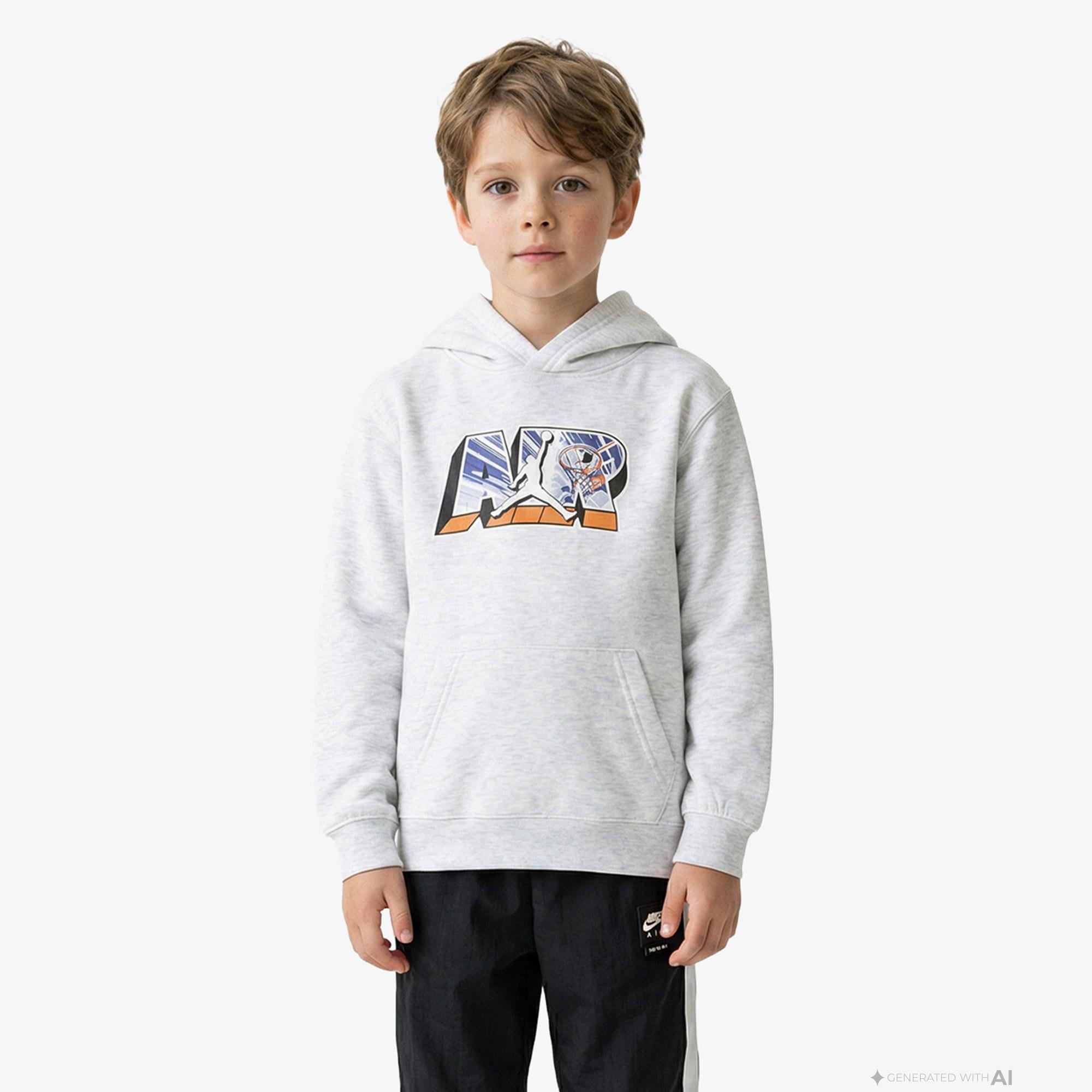 Jordan Air Postcard Pullover Çocuk Gri Sweatshirt