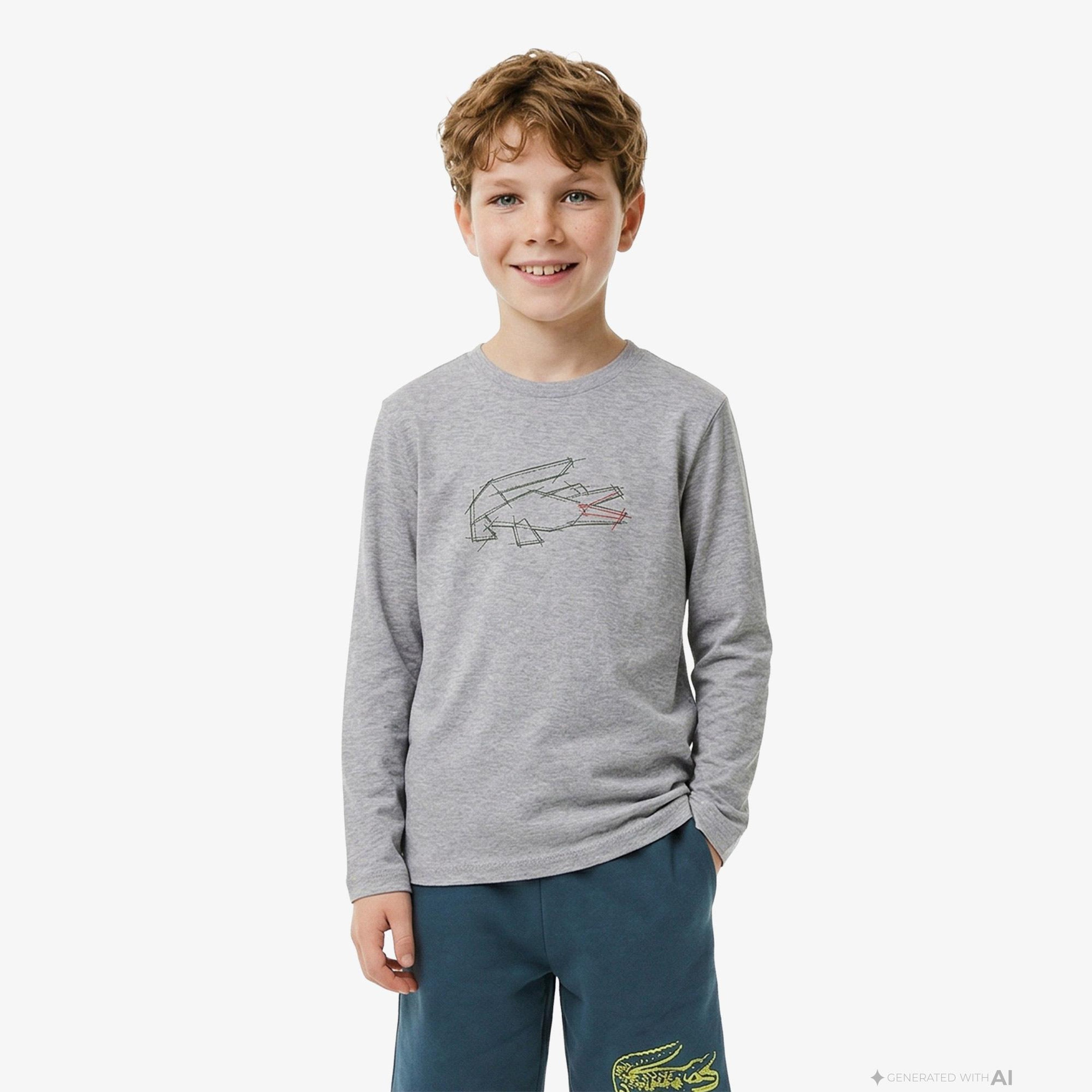 Erkek Çocuk Baskılı Gri T-Shirt
