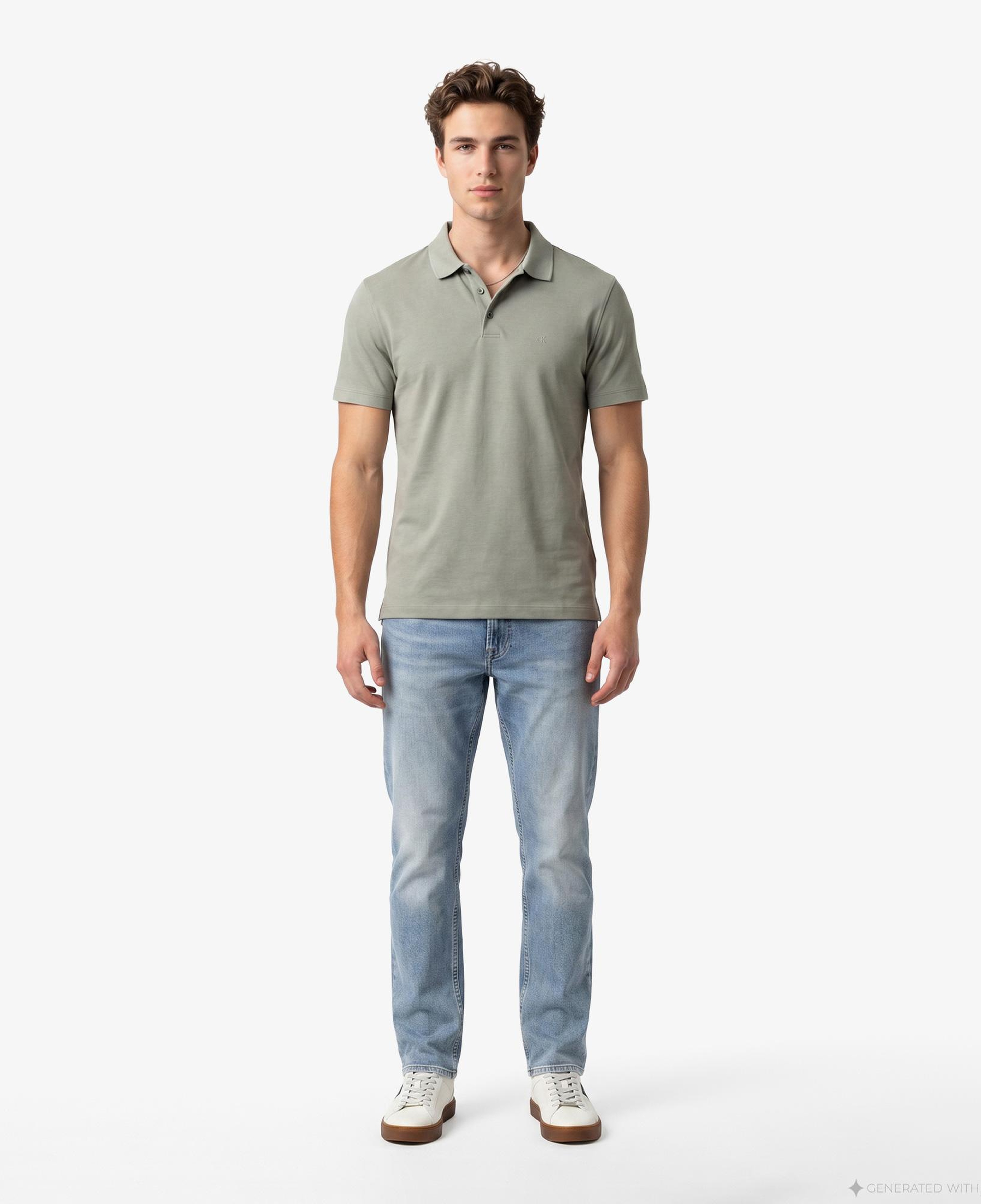 Calvin Klein Supima Chest Emb Erkek Bej Polo