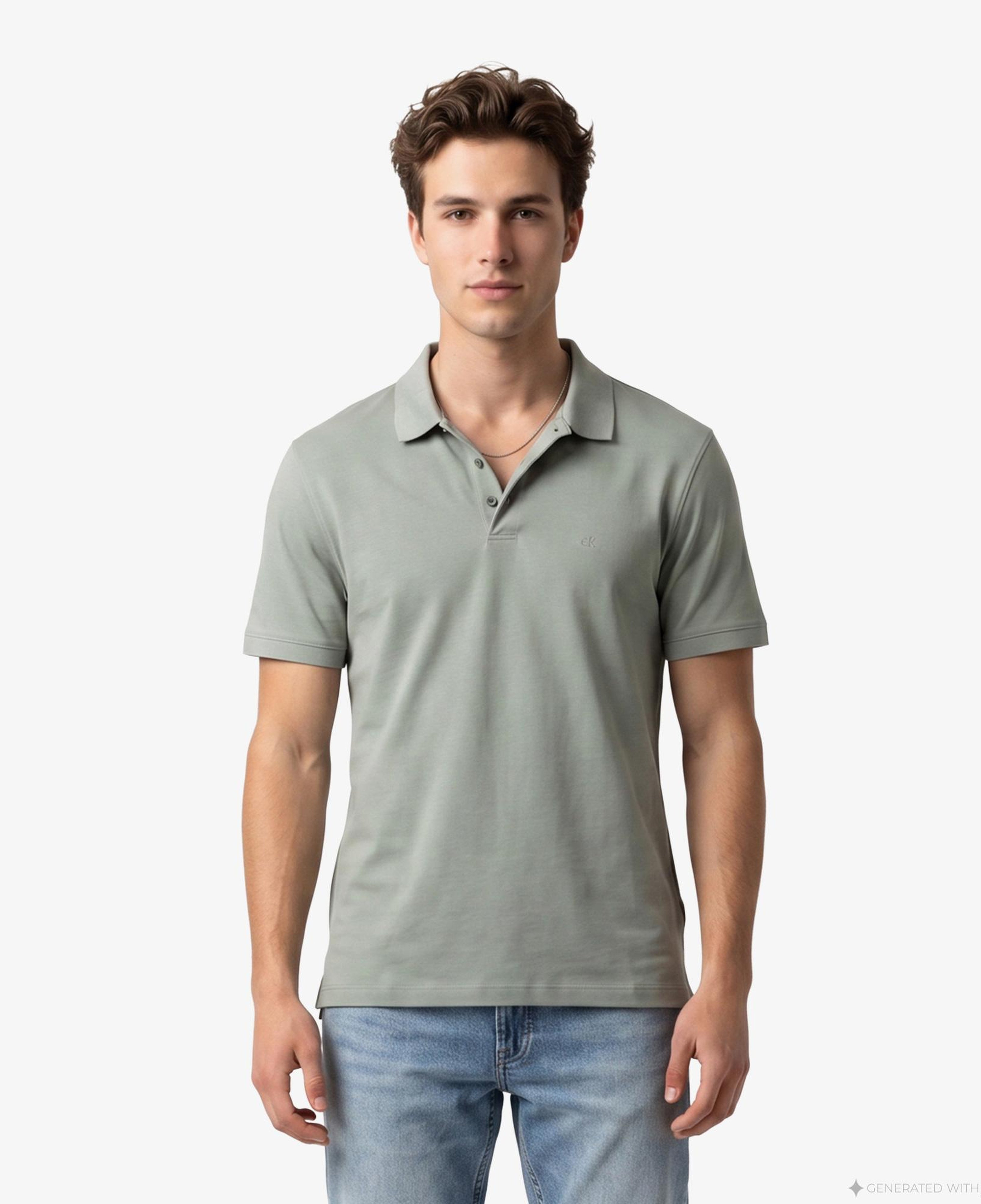 Calvin Klein Supima Chest Emb Erkek Bej Polo