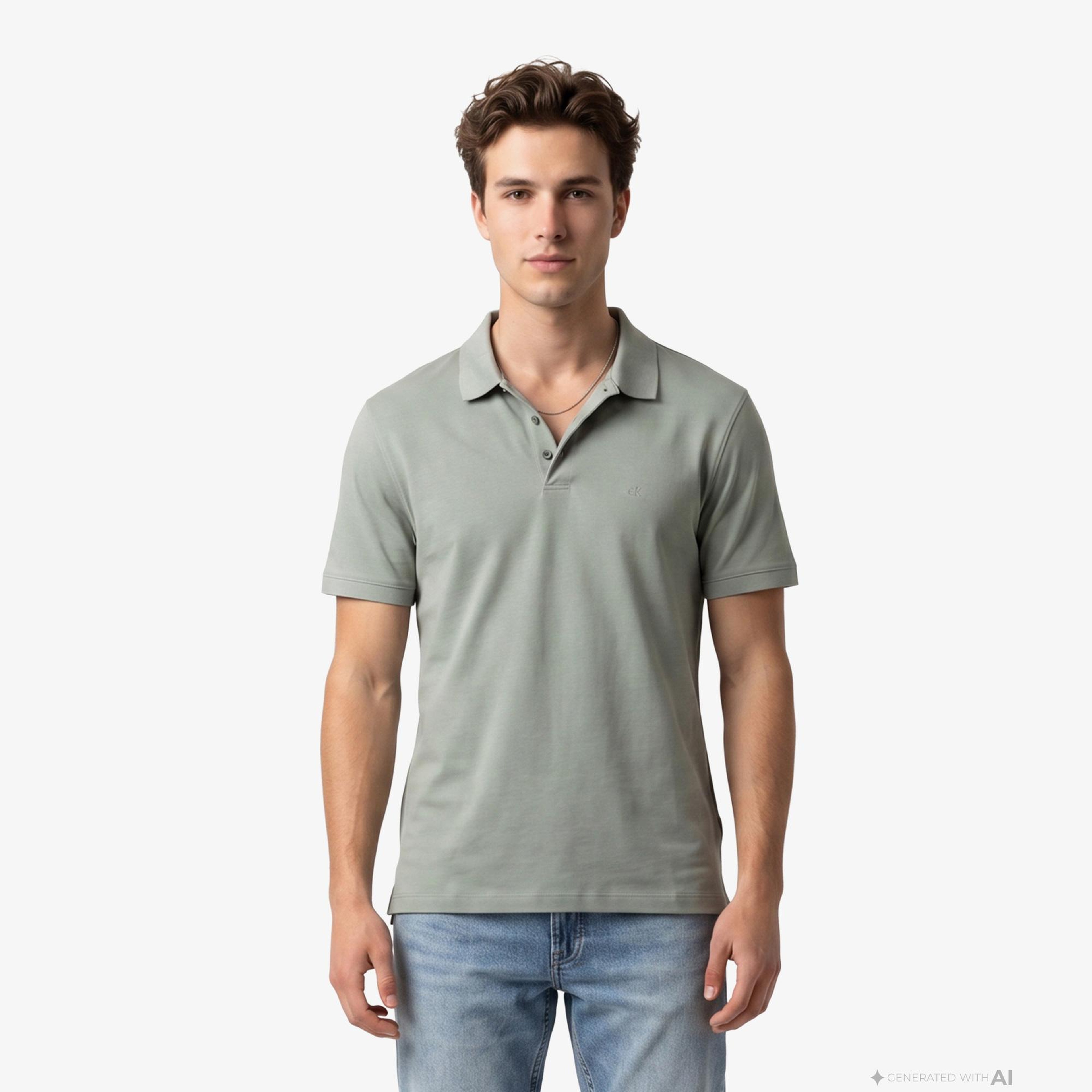 Calvin Klein Supima Chest Emb Erkek Bej Polo