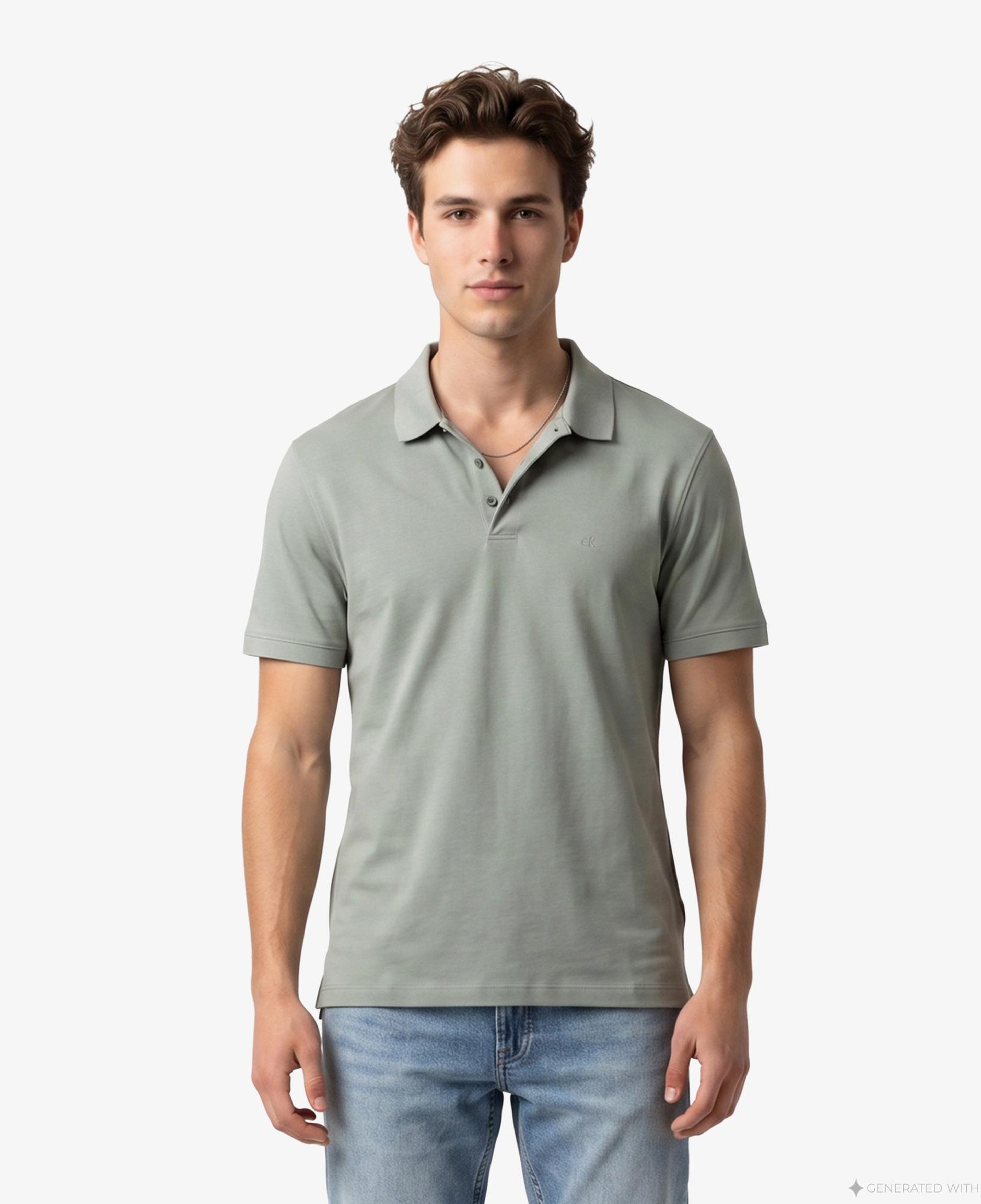 Calvin Klein Supima Chest Emb Erkek Bej Polo