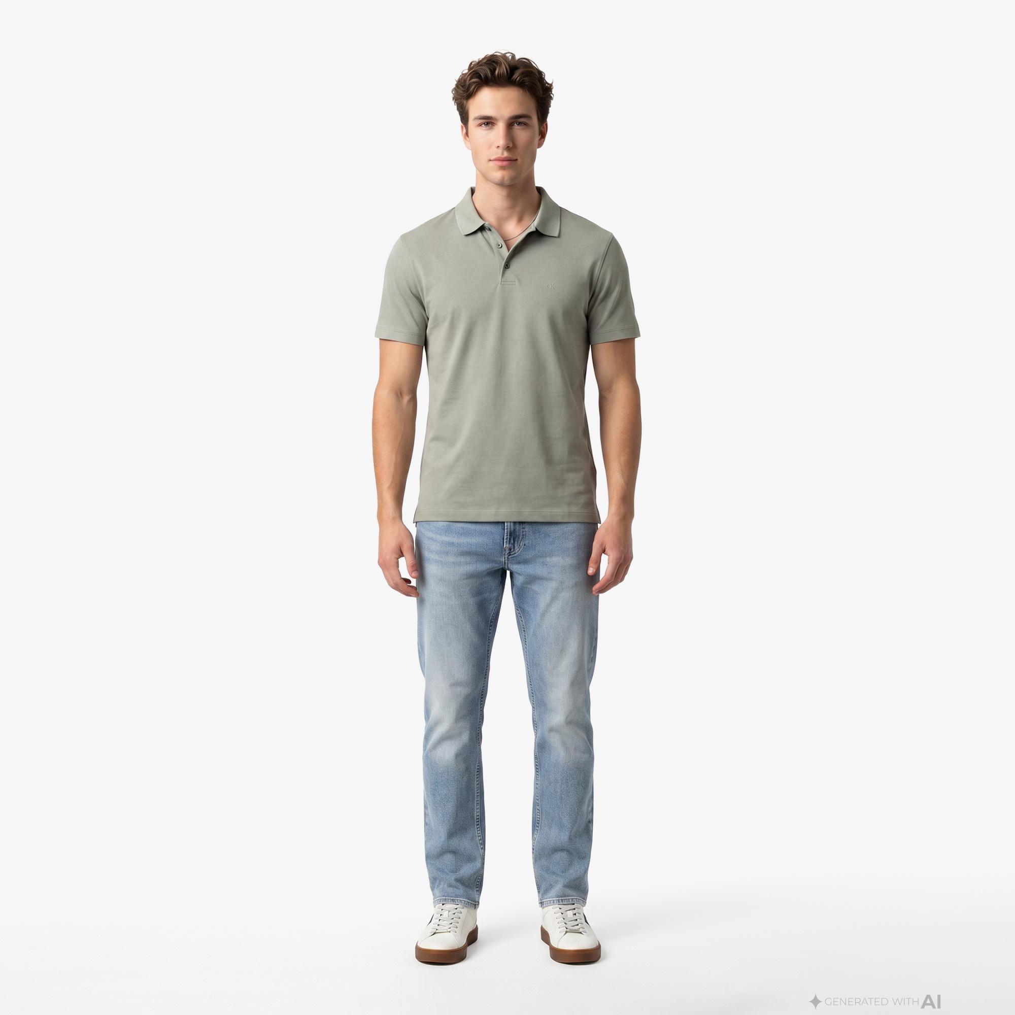 Calvin Klein Supima Chest Emb Erkek Bej Polo