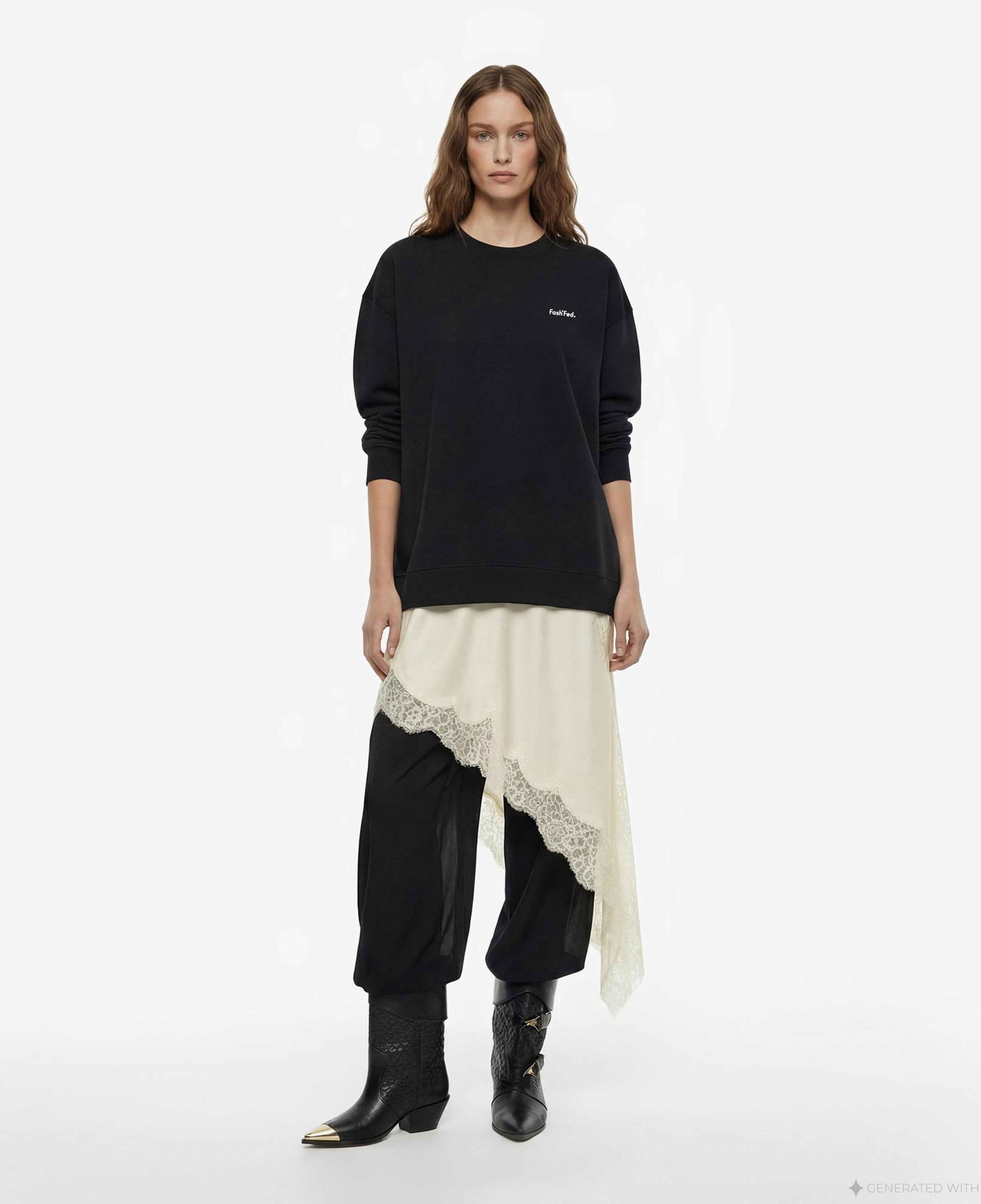 FashFed Unisex Siyah Sweatshirt