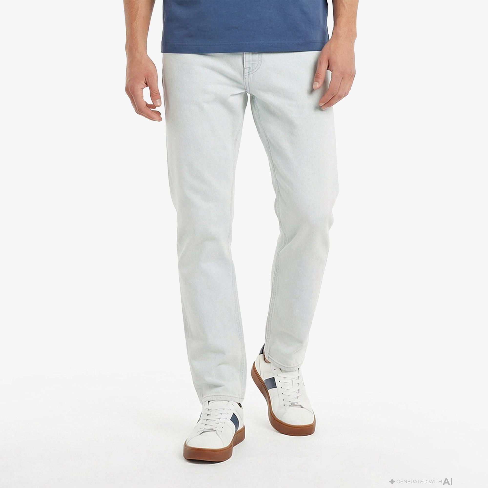 Calvin Klein Standard Straight Bleachout 205 Erkek Mavi Jean