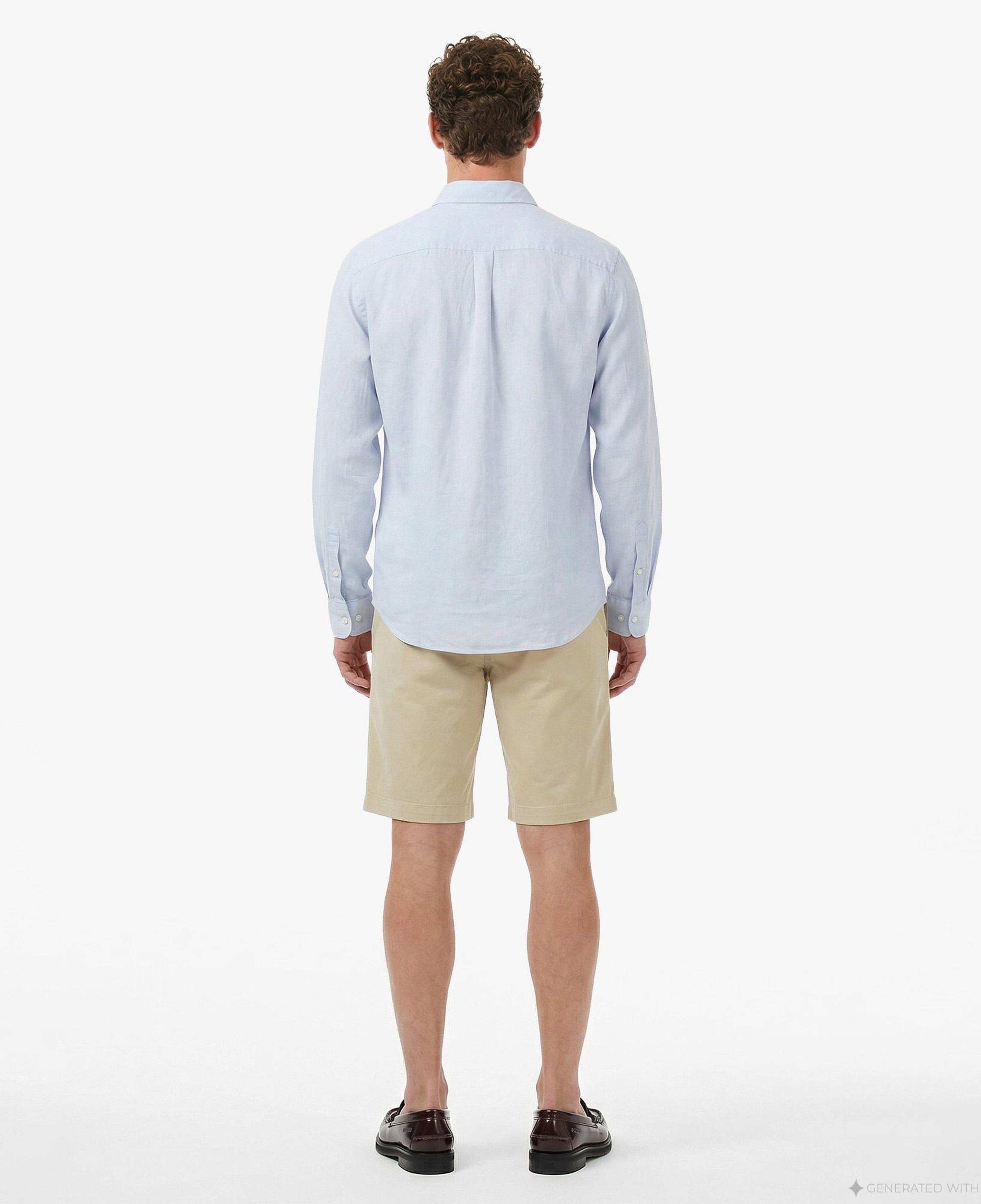 Calvin Klein Solid Casual Classic Erkek Mavi Keten Gömlek