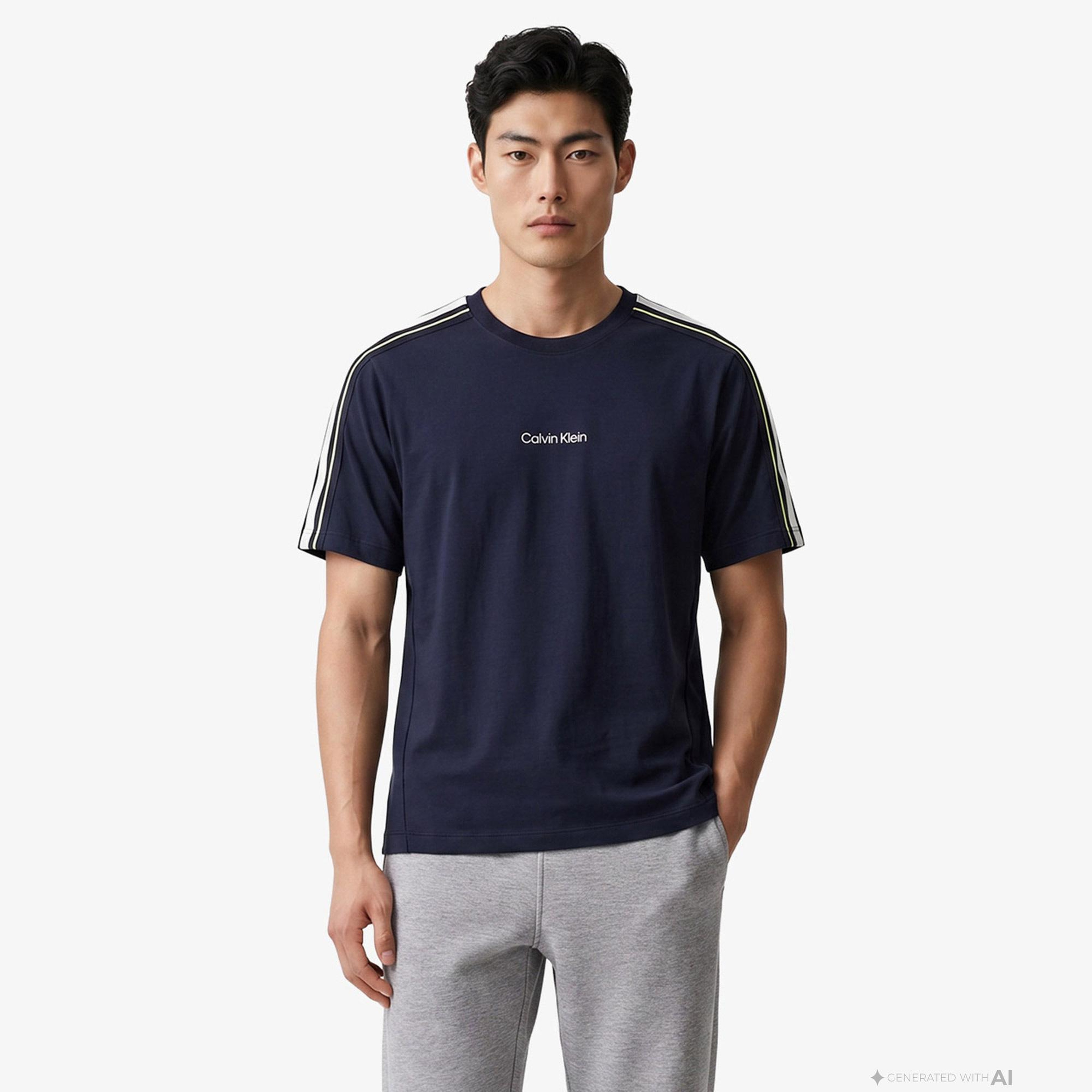 Calvin Klein Tape Erkek Mavi T-Shirt
