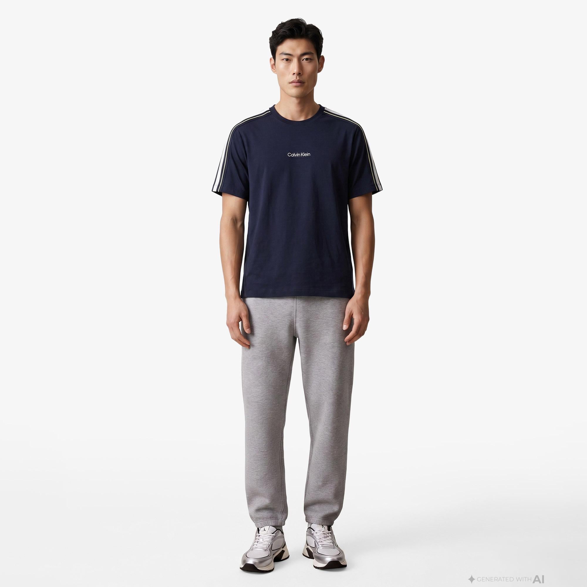 Calvin Klein Tape Erkek Mavi T-Shirt