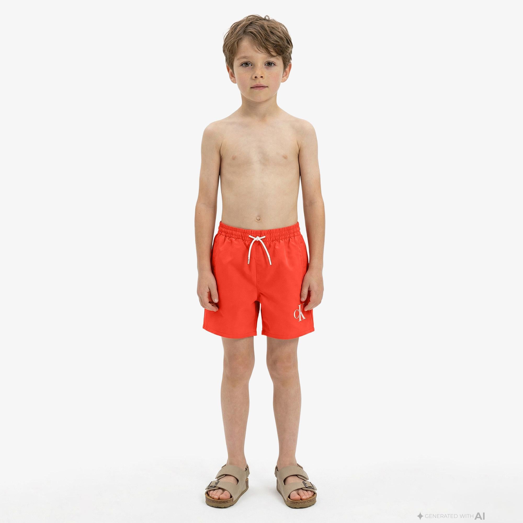 Calvin Klein Medium Drawstring Çocuk Kırmızı Deniz Şortu