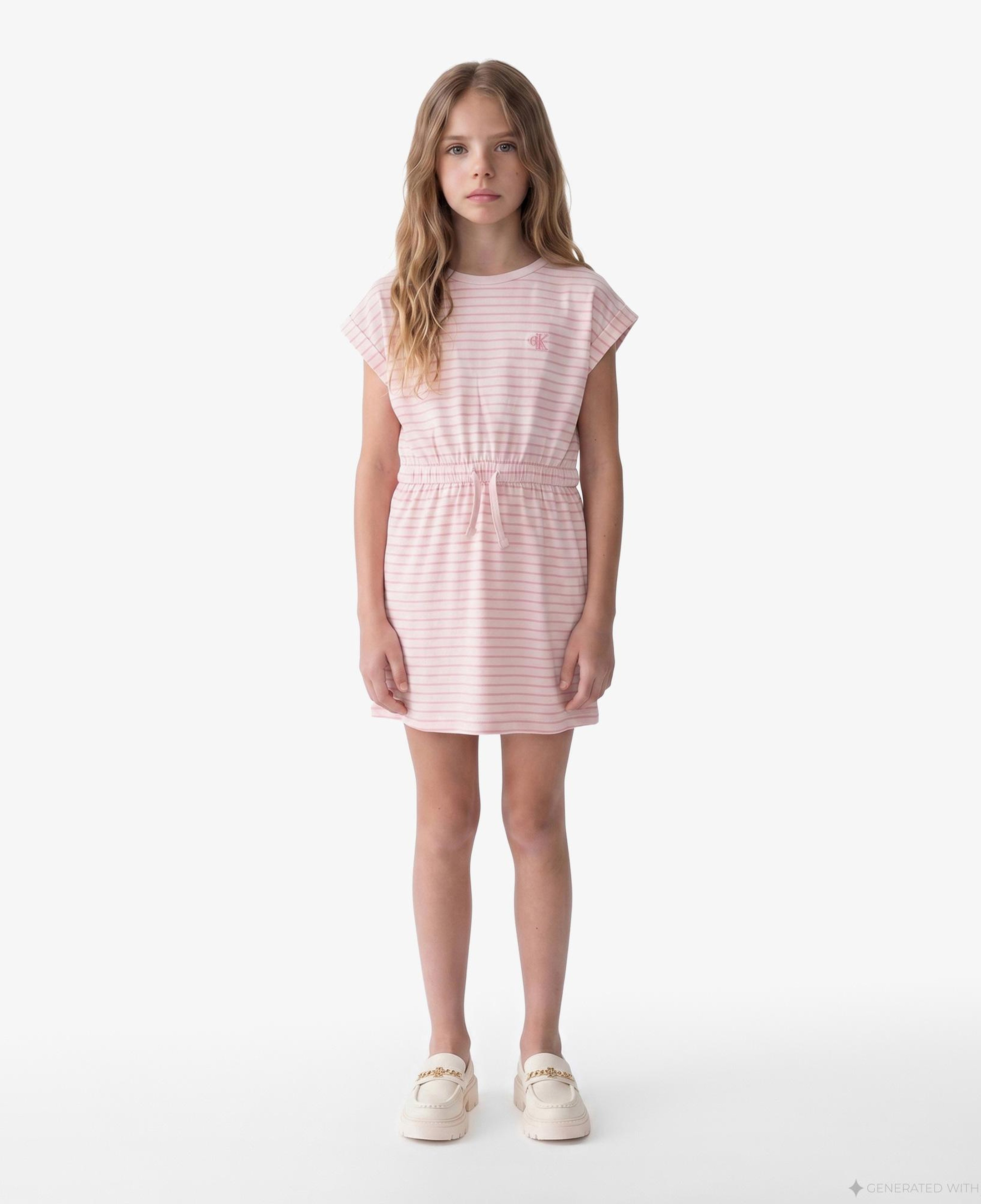 Calvin Klein Feeder Stripe Çocuk Pembe Elbise