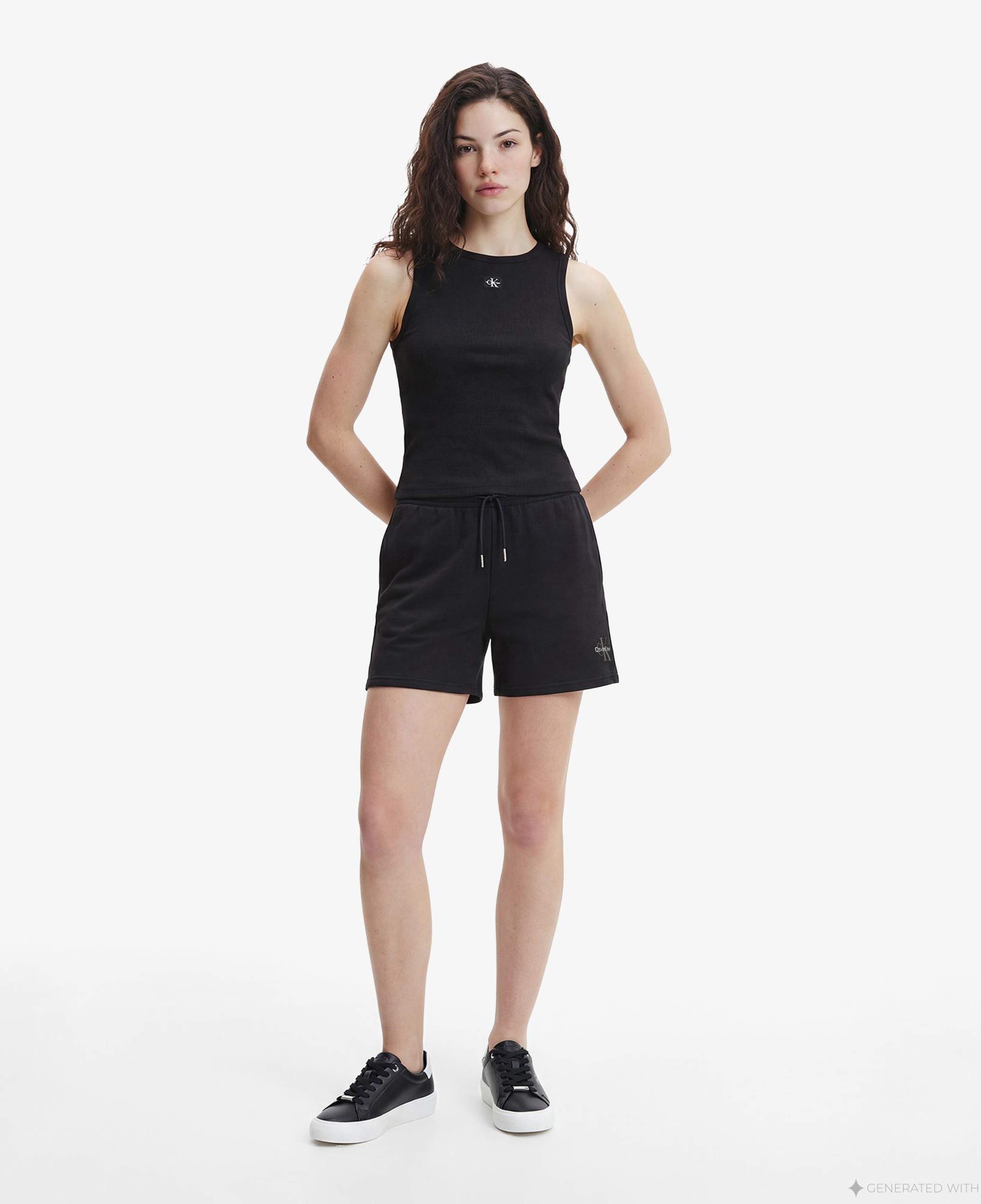 Calvin Klein Monologo French Terry Kadın Siyah Şort