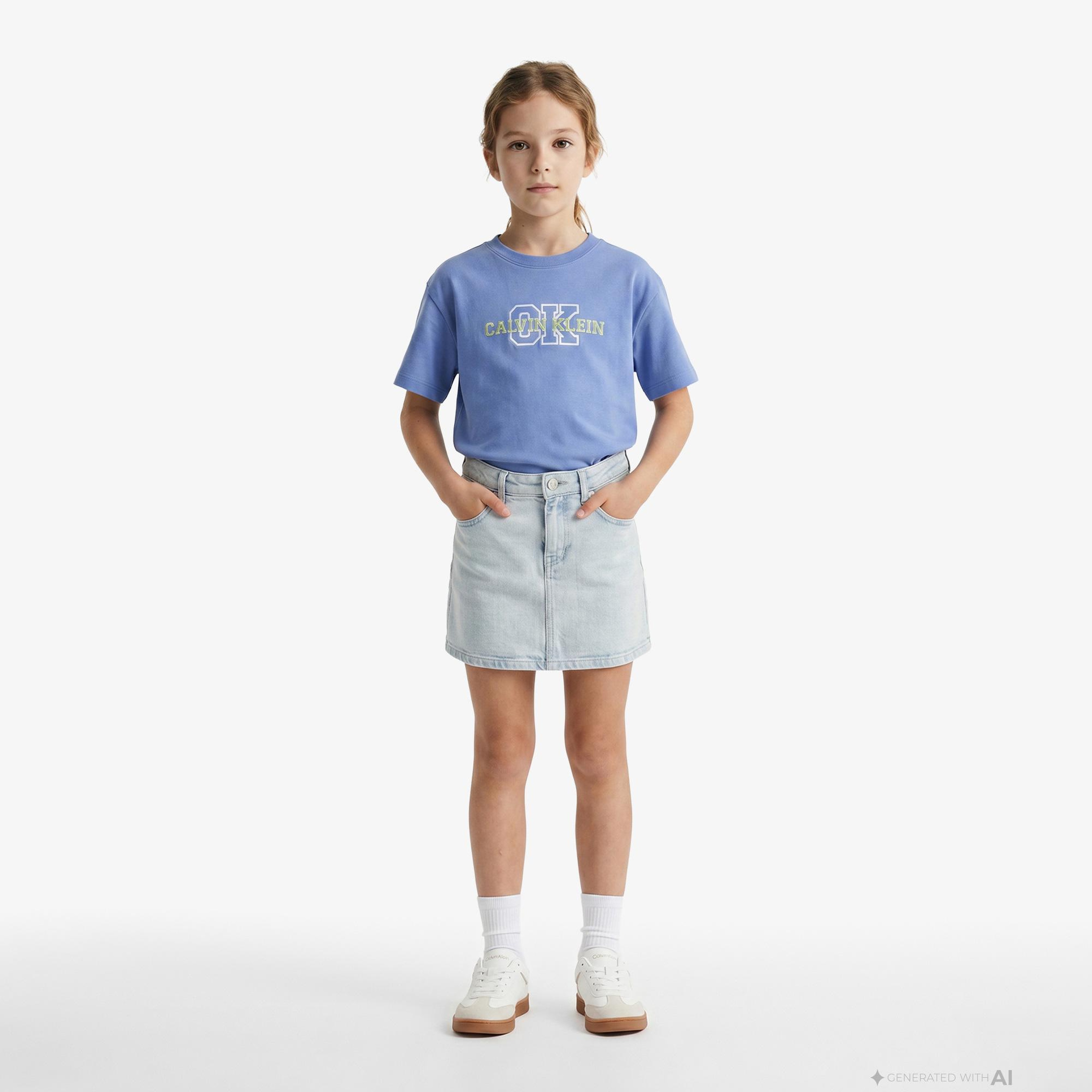 Calvin Klein Varsity Logo Çocuk Mavi T-Shirt