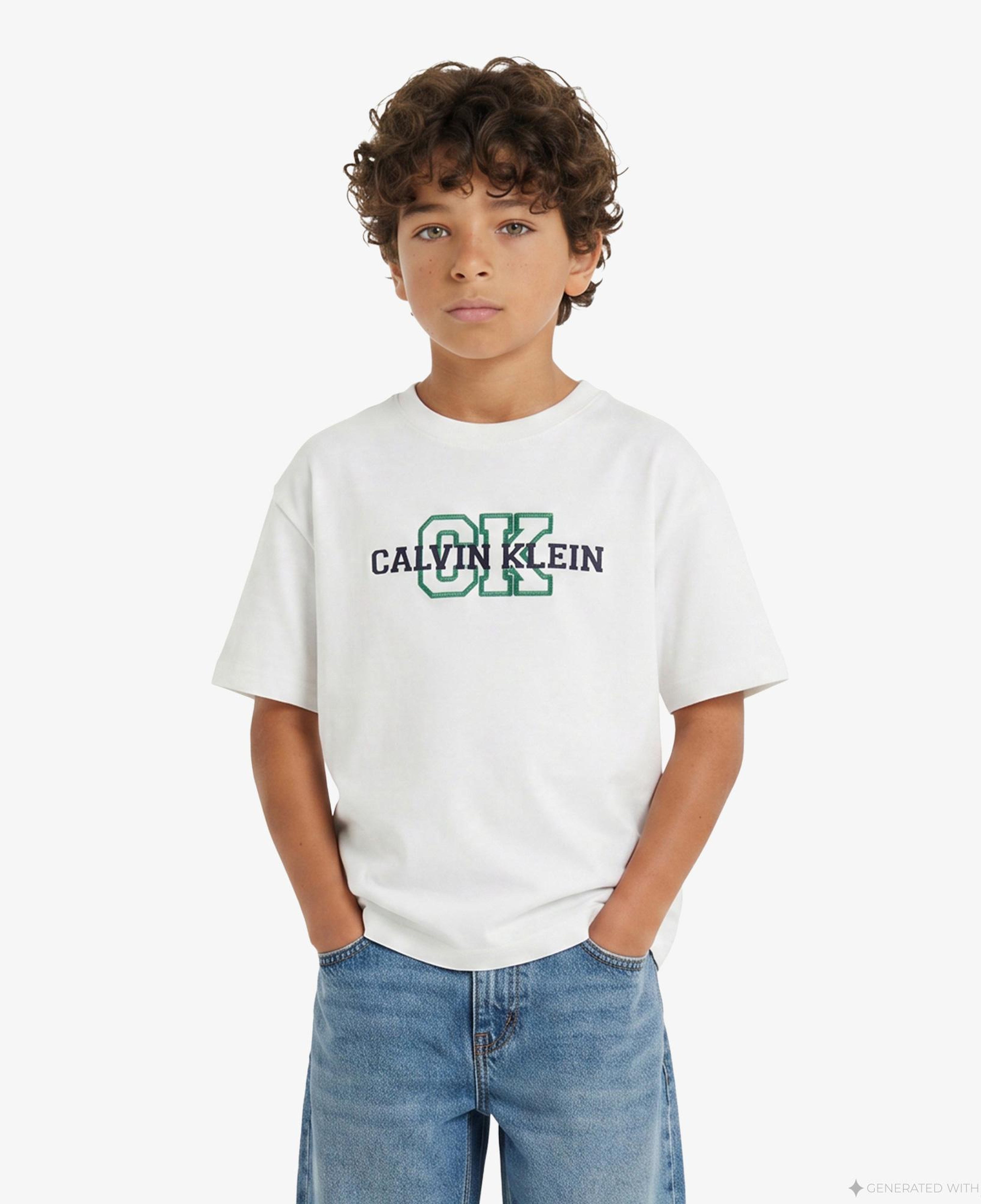 Calvin Klein Varsity Logo Çocuk Beyaz T-Shirt