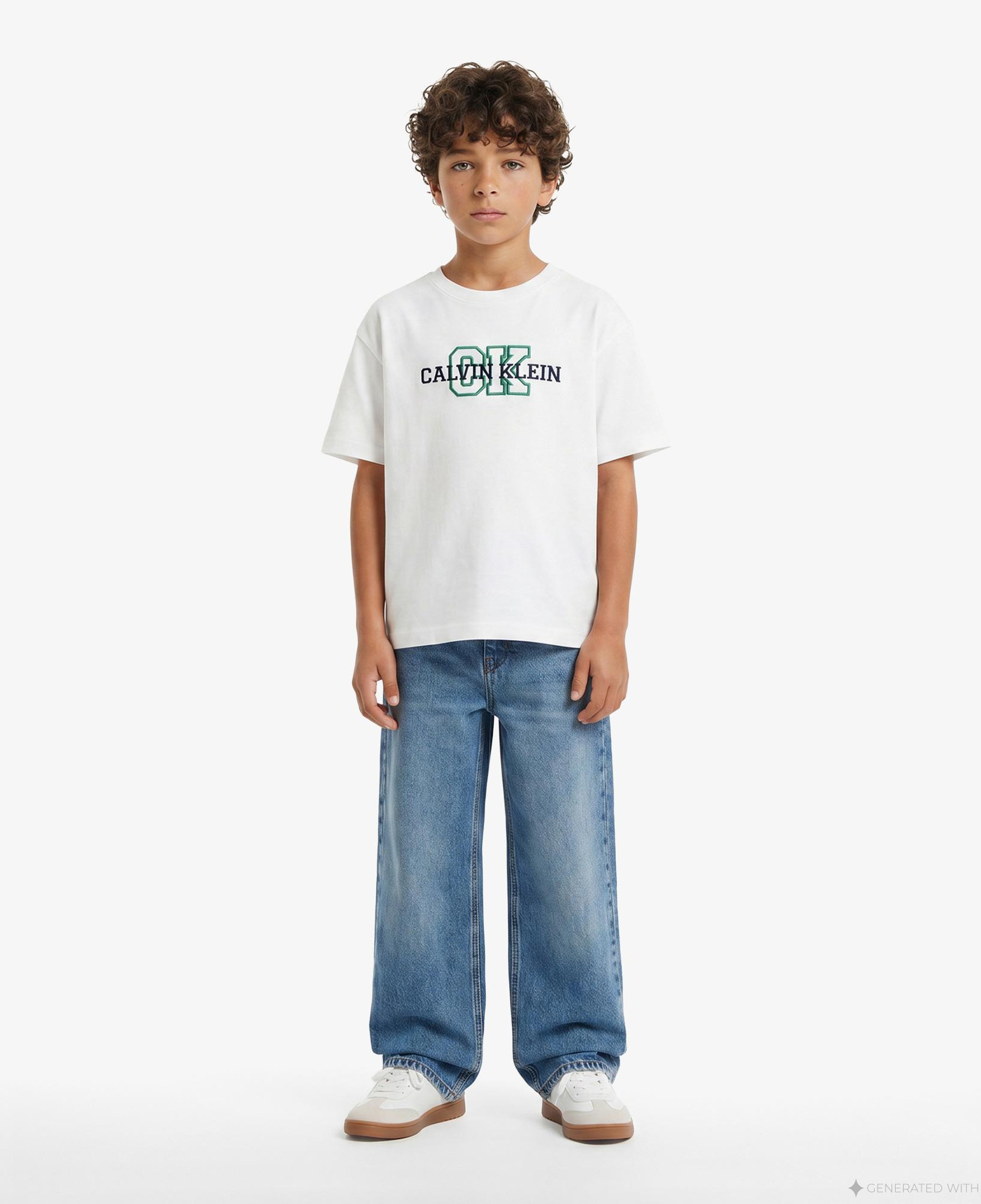 Calvin Klein Varsity Logo Çocuk Beyaz T-Shirt