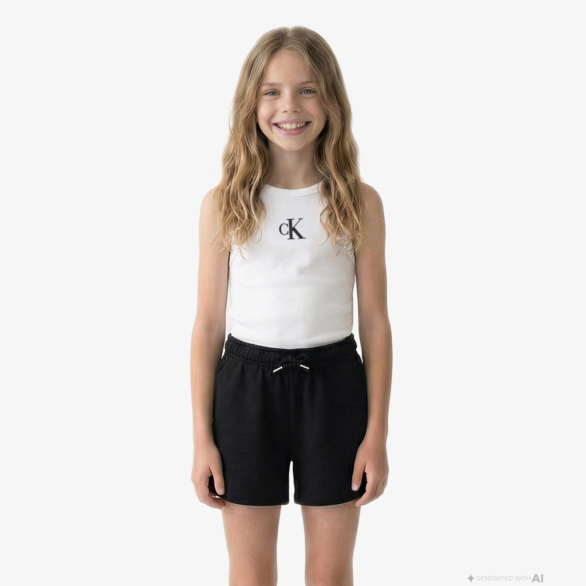 Calvin Klein Logo Çocuk Beyaz Kolsuz T-Shirt