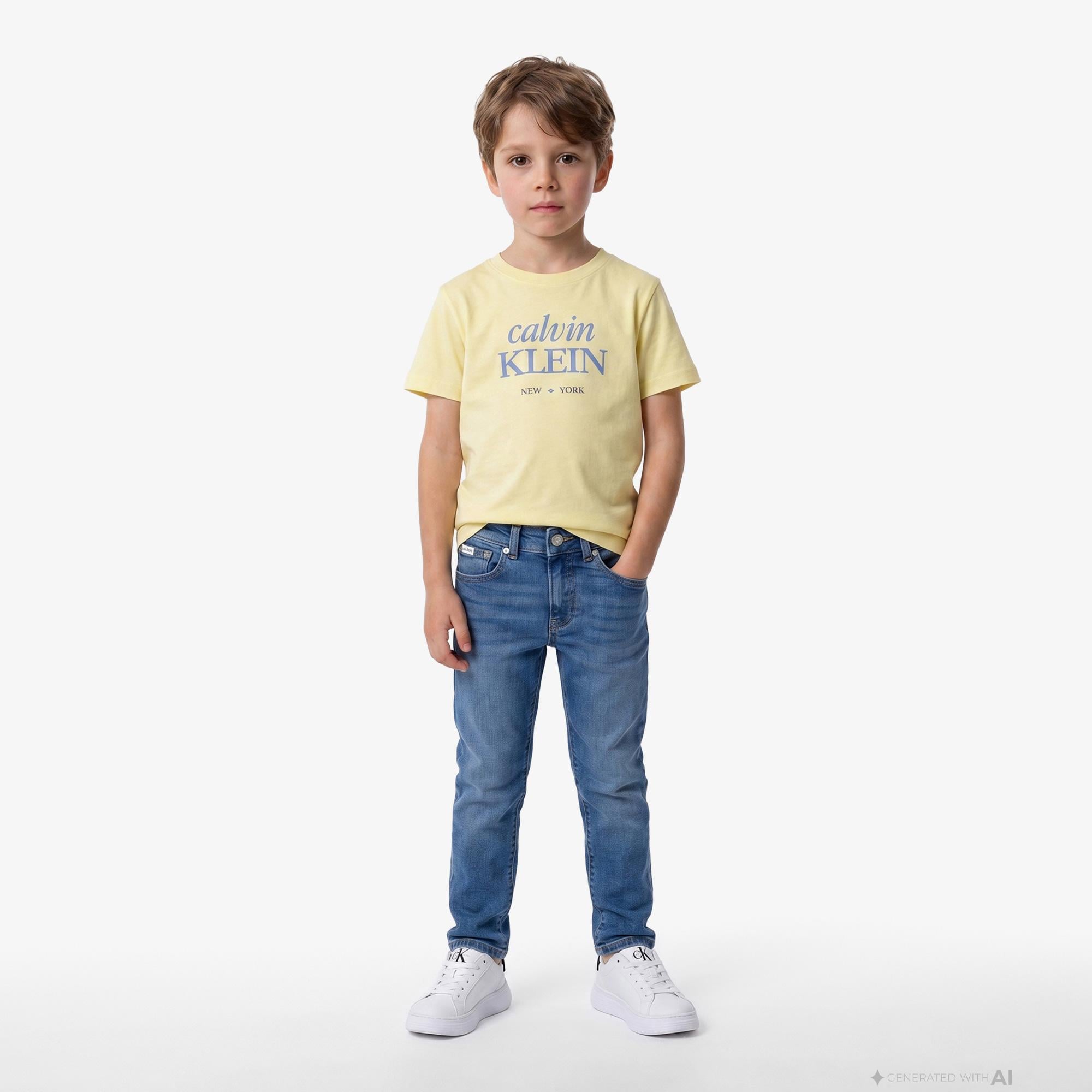Calvin Klein Logo Çocuk Sarı T-Shirt
