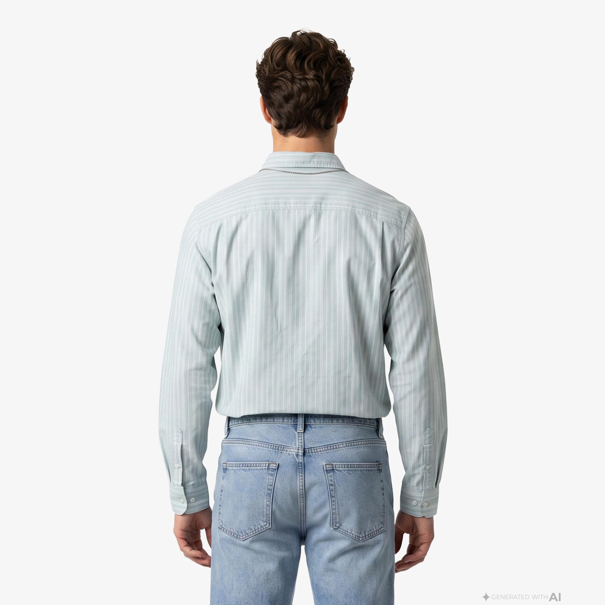 Calvin Klein Stripe Washed Oxford Easy Erkek Yeşil Gömlek