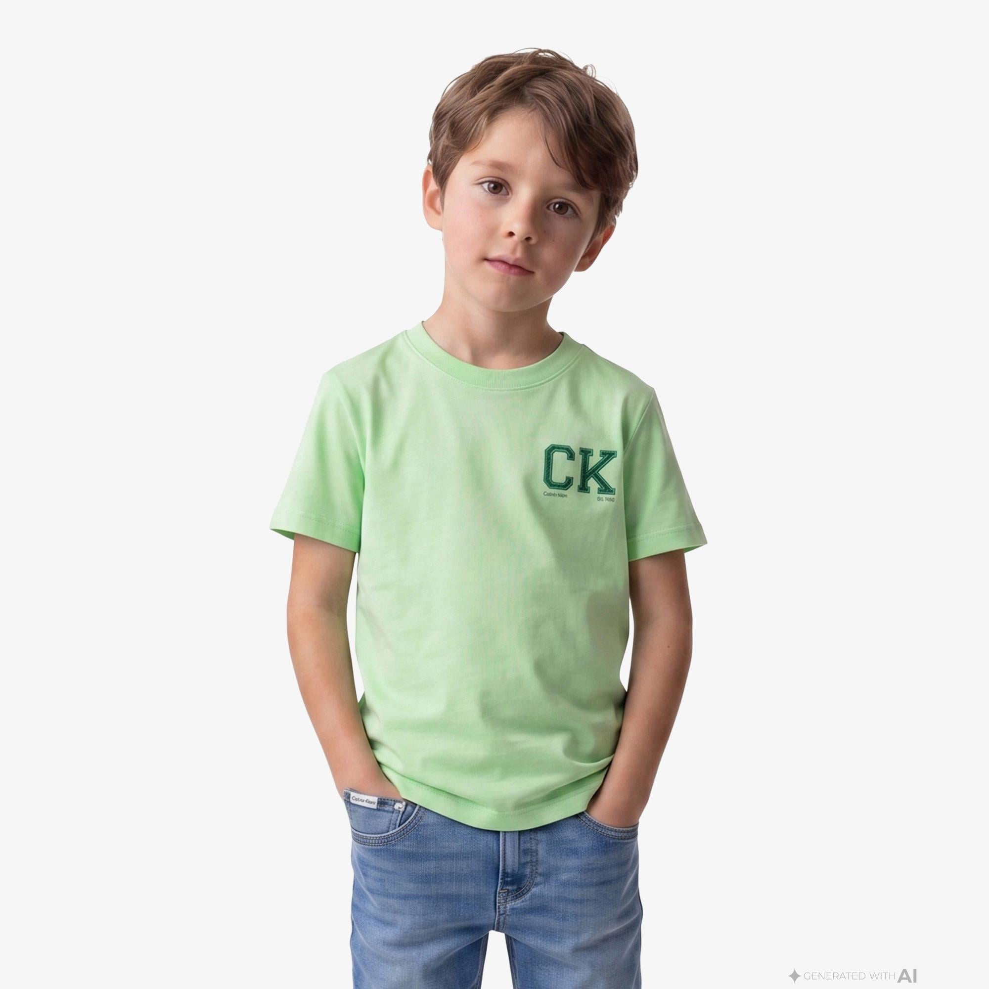 Calvin Klein Chest Logo Çocuk Yeşil T-Shirt