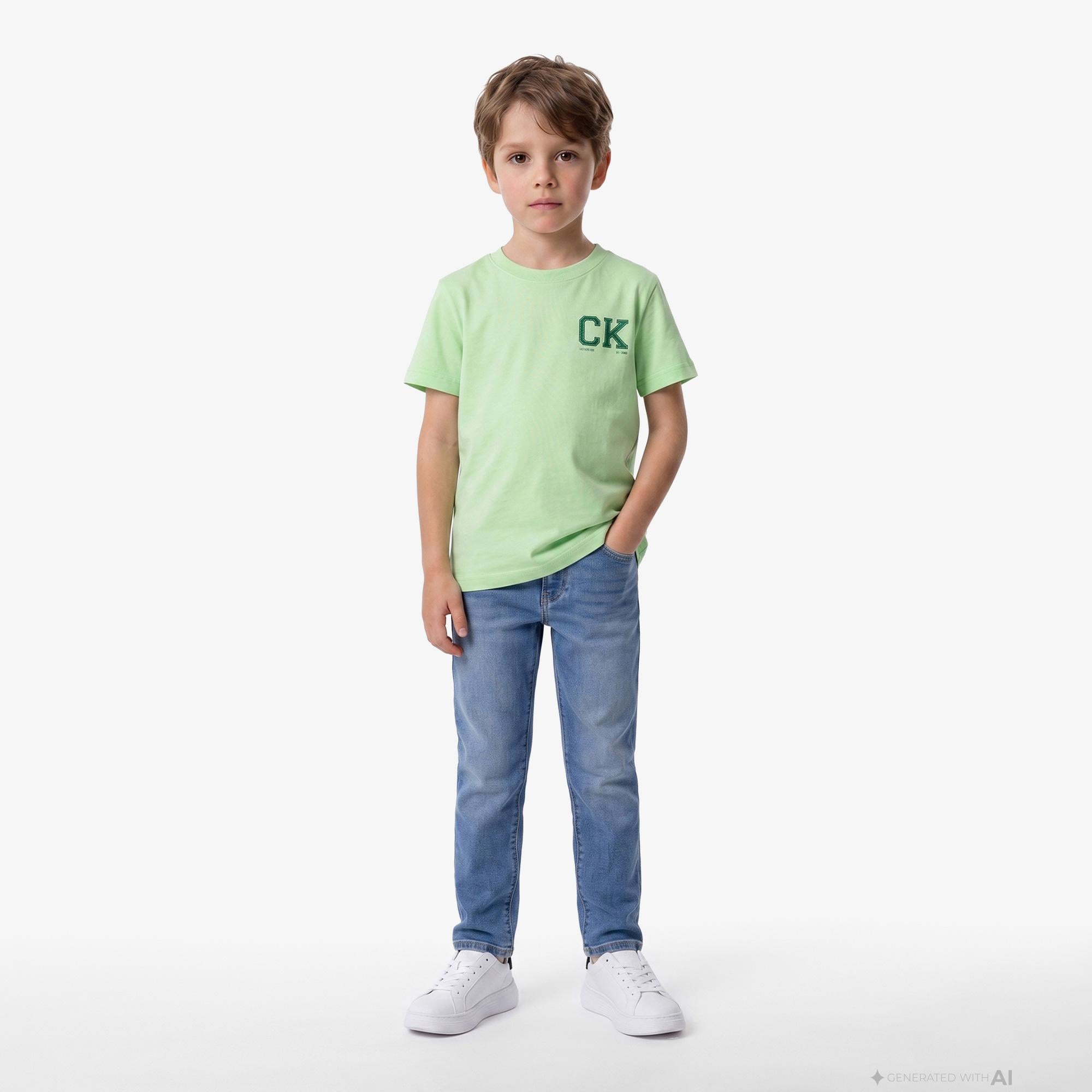 Calvin Klein Chest Logo Çocuk Yeşil T-Shirt