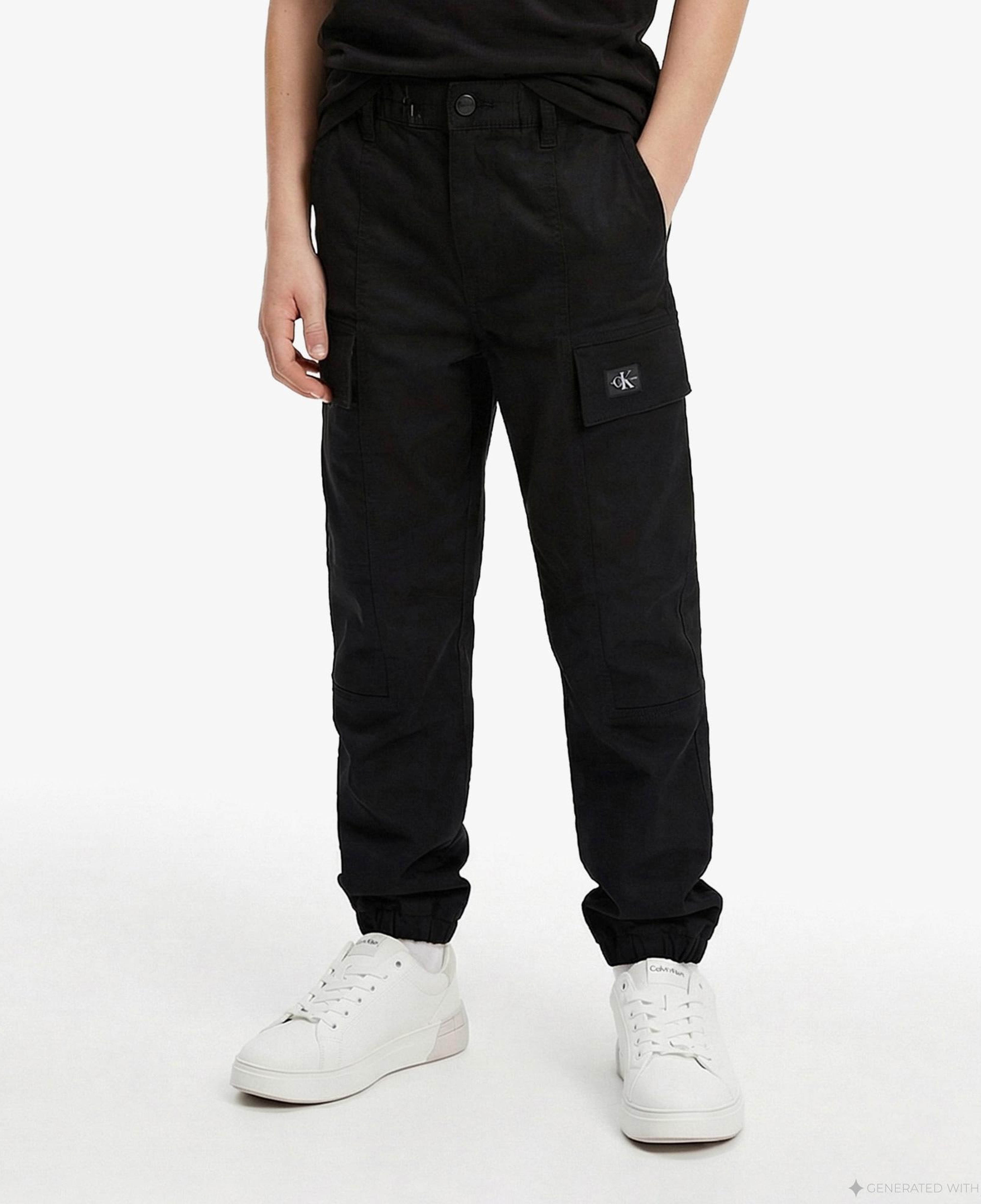 Calvin Klein Co Sateen Cargo Çocuk Siyah Pantolon