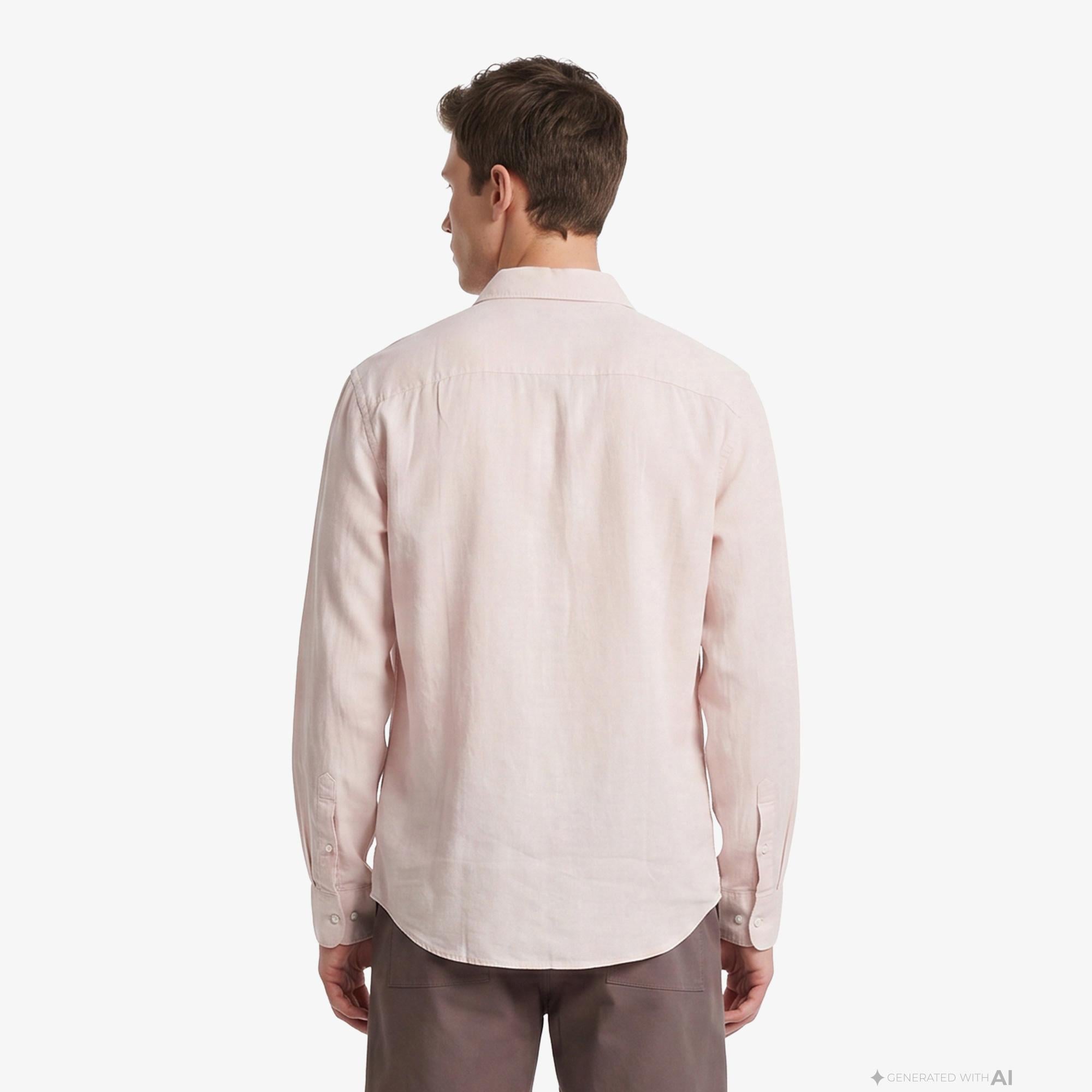 Calvin Klein Solid Casual Classic Erkek Turuncu Keten Gömlek