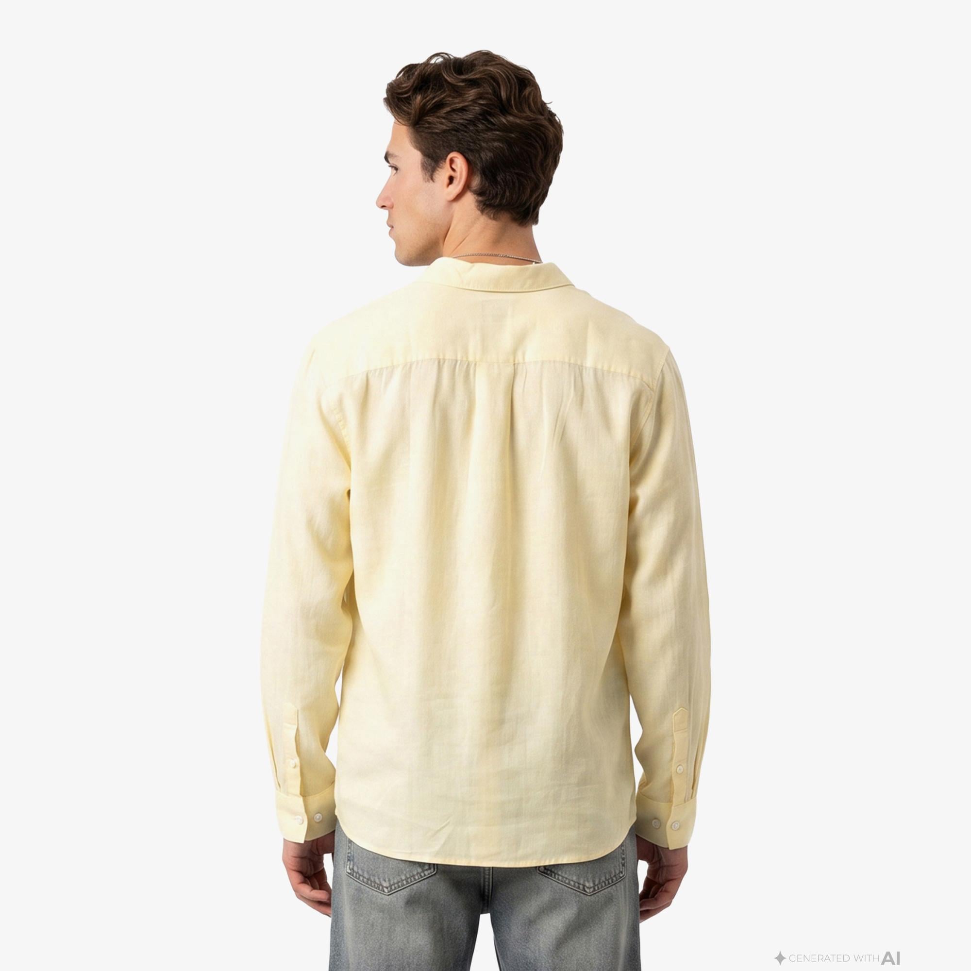 Calvin Klein Solid Classic Erkek Beyaz Keten Gömlek