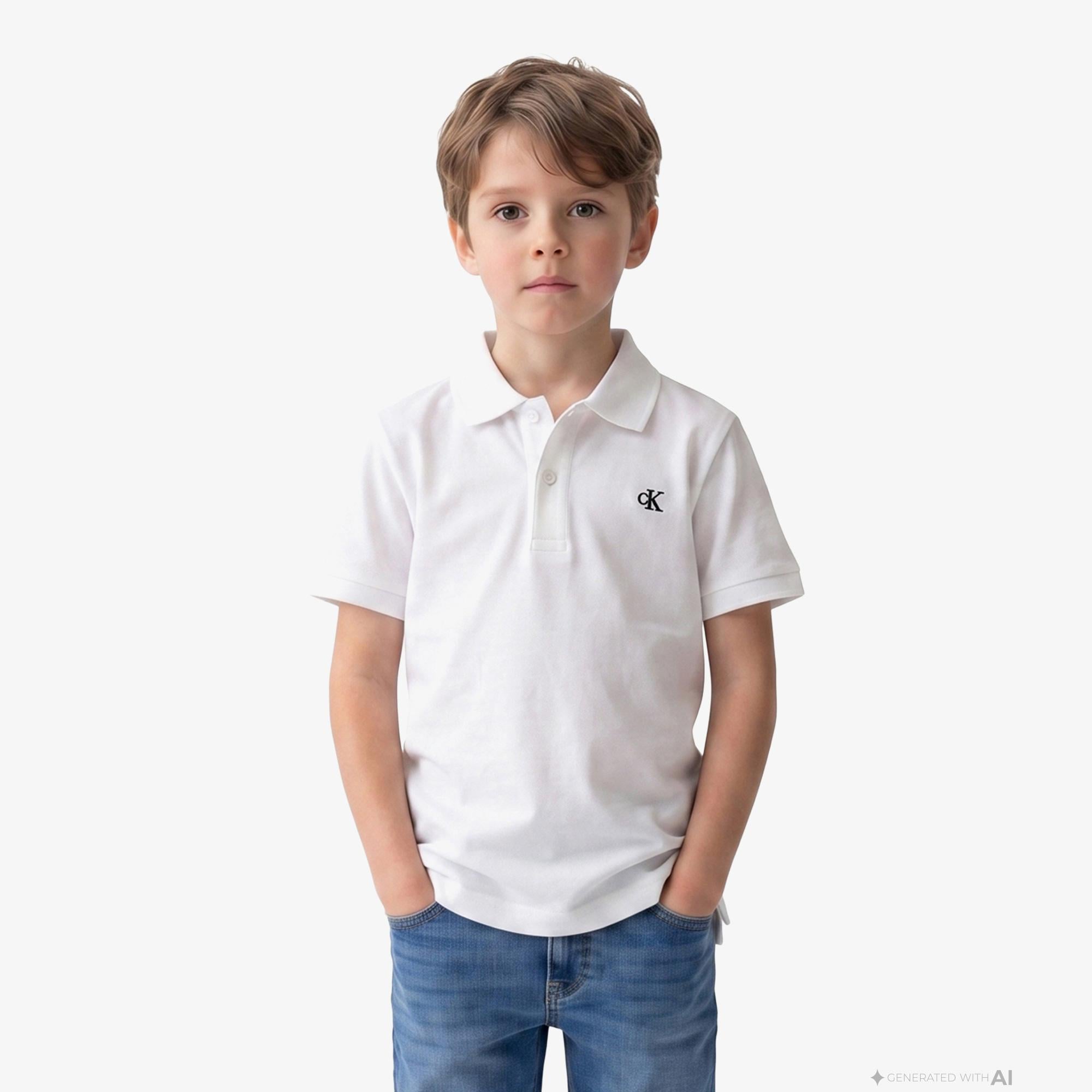 Calvin Klein Solid Çocuk Beyaz Polo