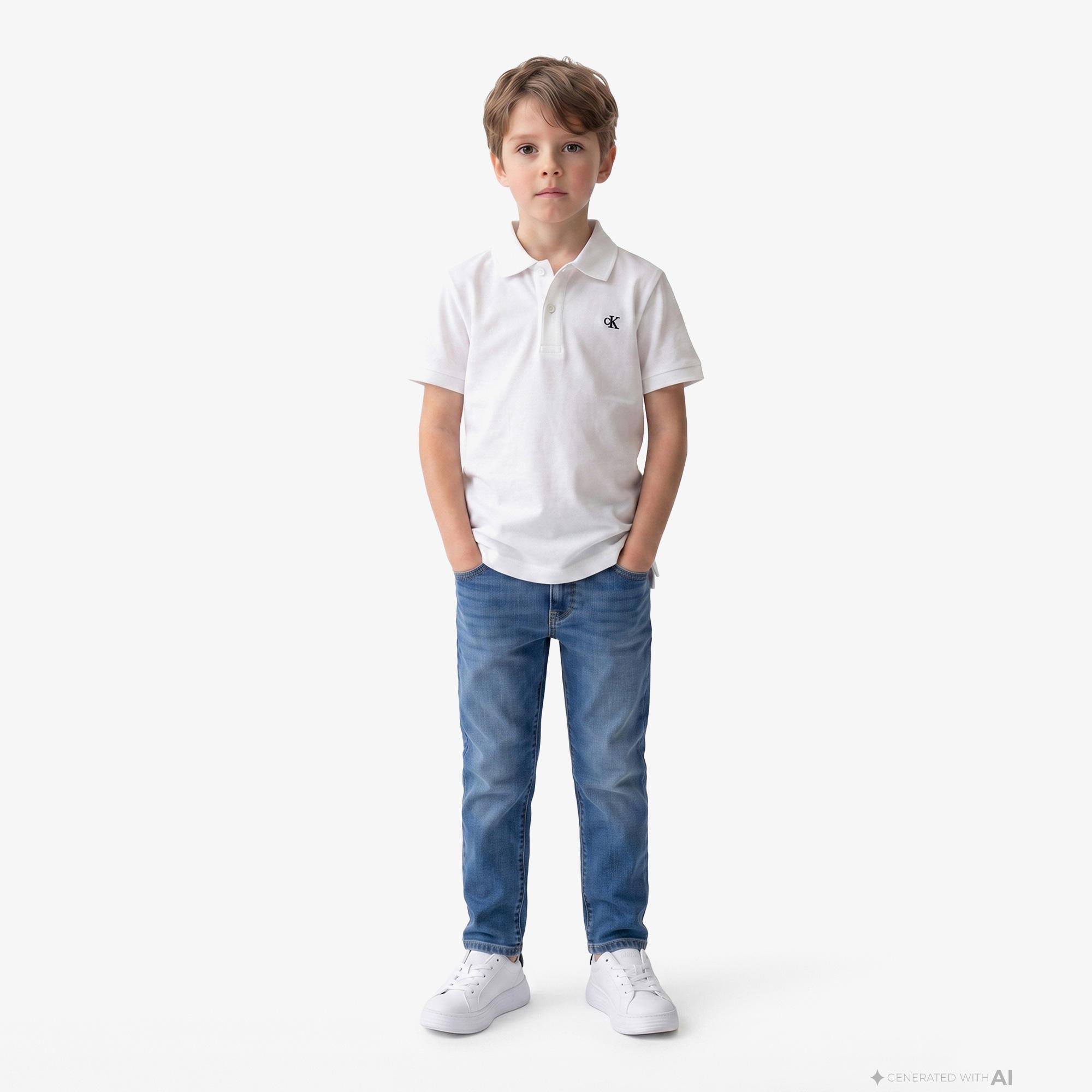 Calvin Klein Solid Çocuk Beyaz Polo