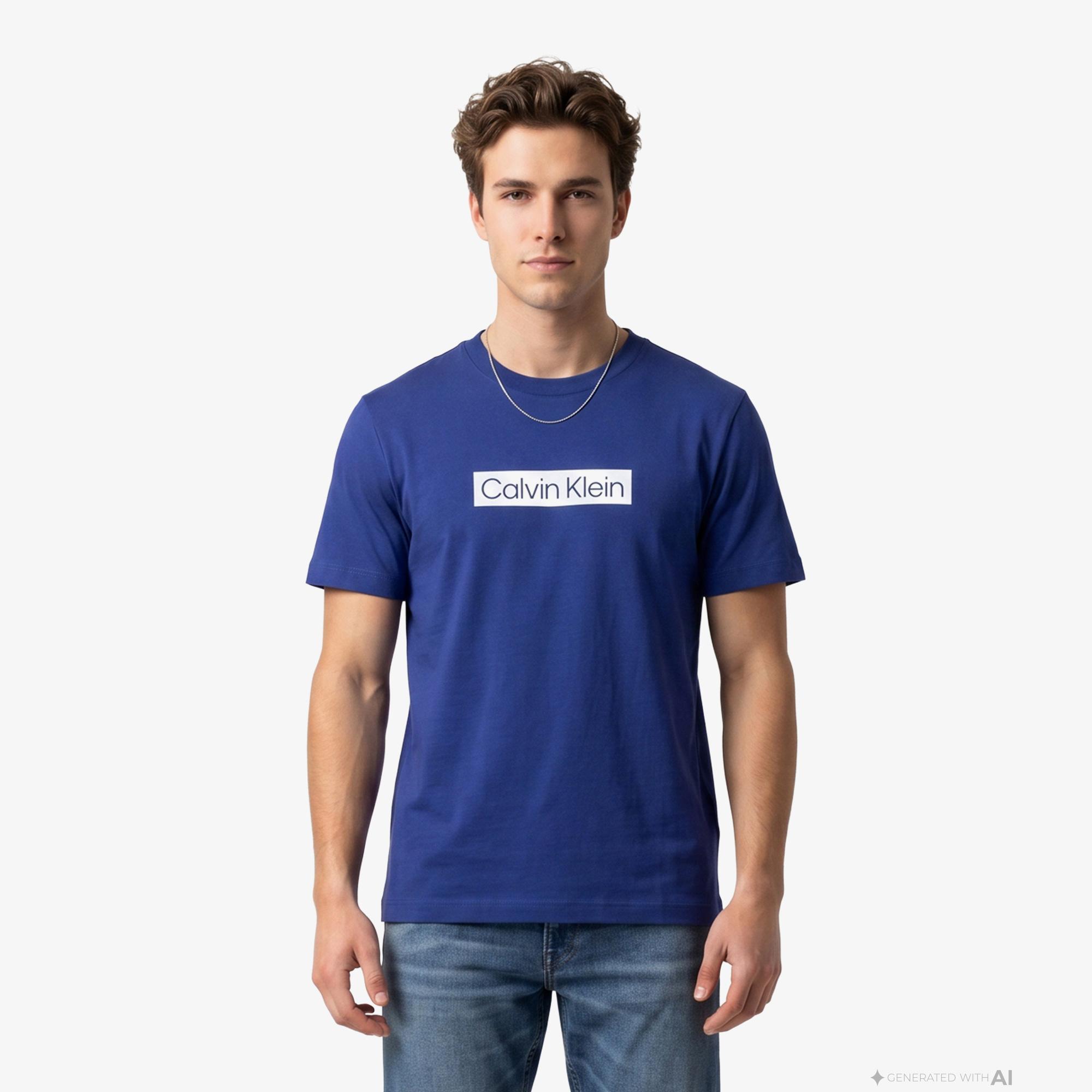 Calvin Klein 20S Sportswear Grap Erkek Mavi T-Shirt