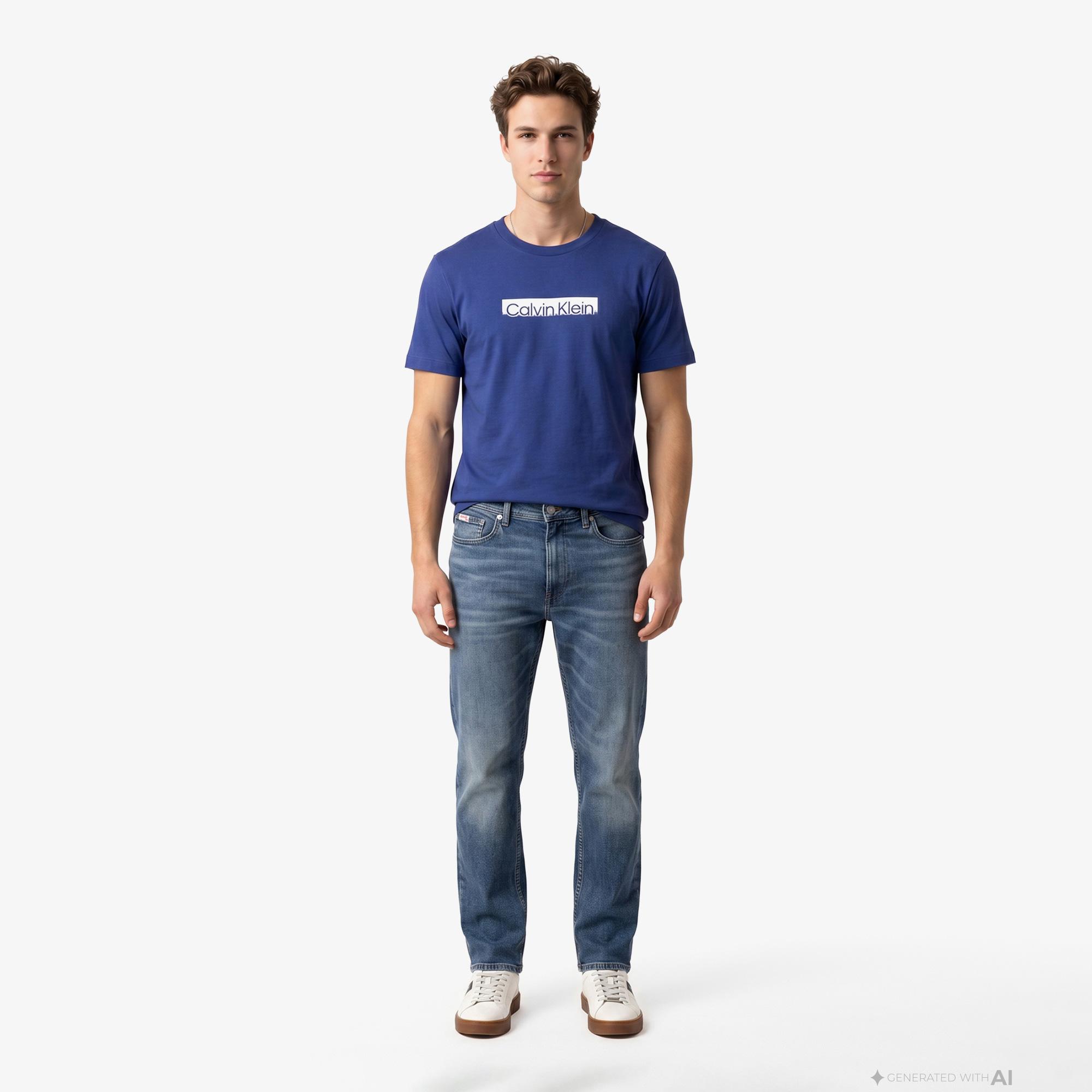 Calvin Klein 20S Sportswear Grap Erkek Mavi T-Shirt
