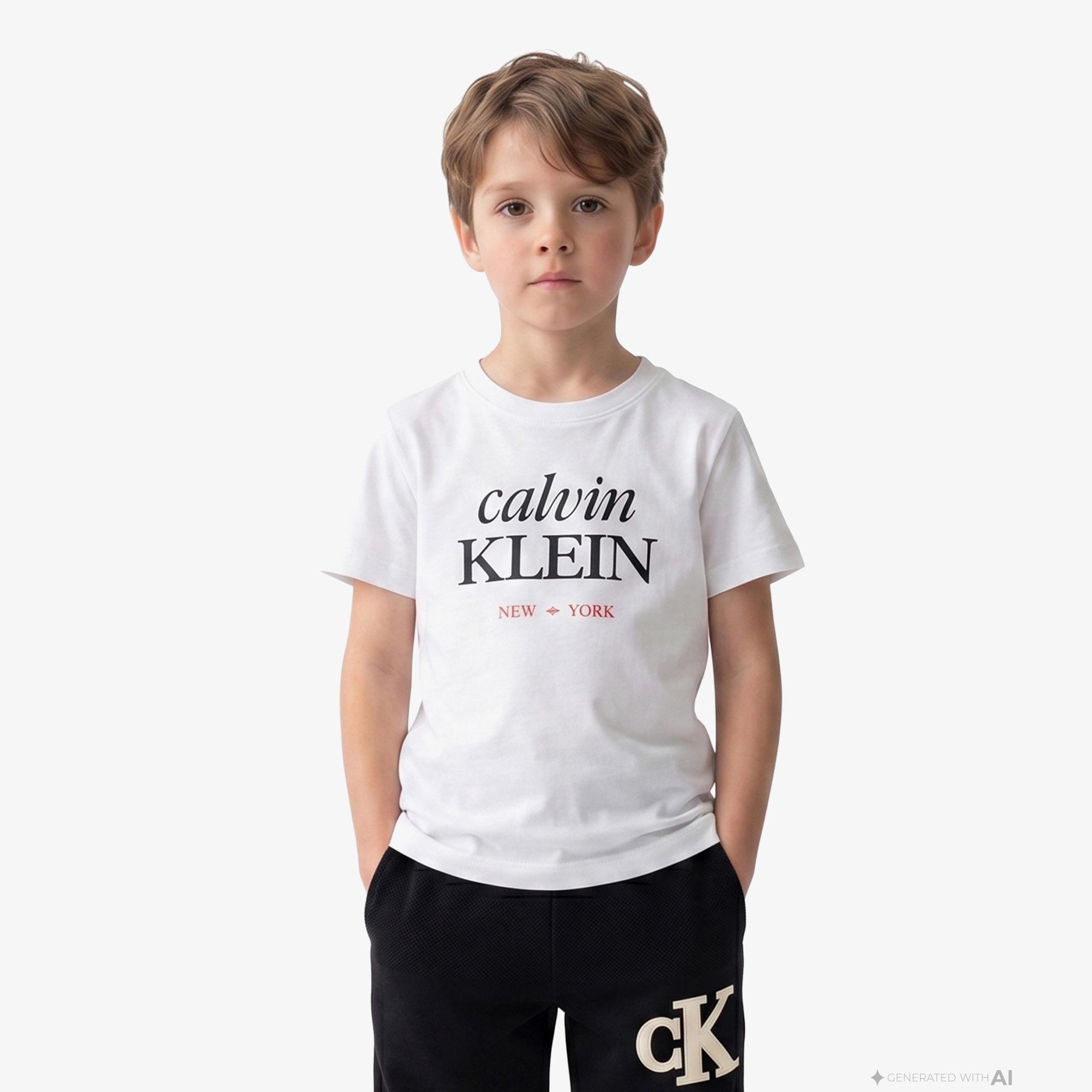 Calvin Klein Logo Çocuk Beyaz T-Shirt