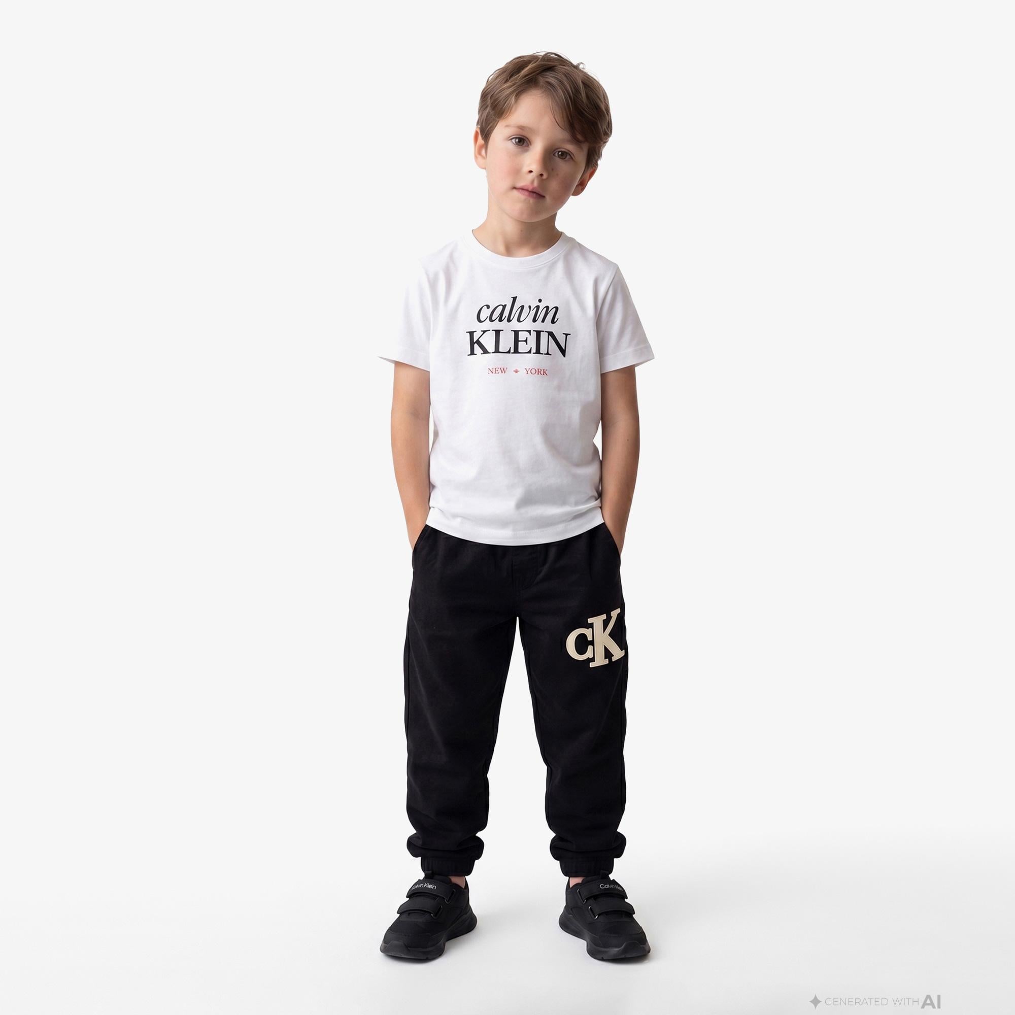 Calvin Klein Logo Çocuk Beyaz T-Shirt