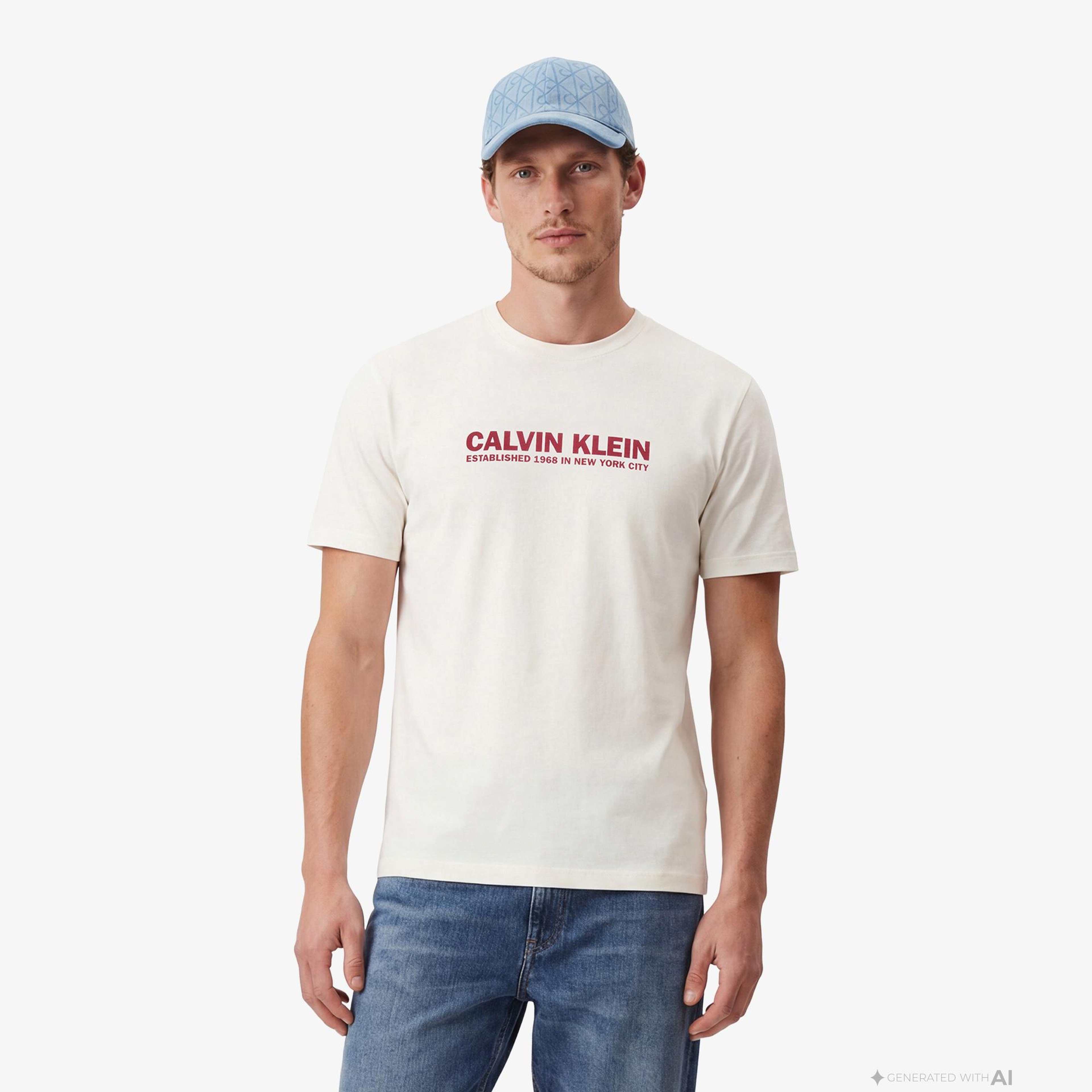 Calvin Klein 30S Grap Erkek Beyaz T-Shirt