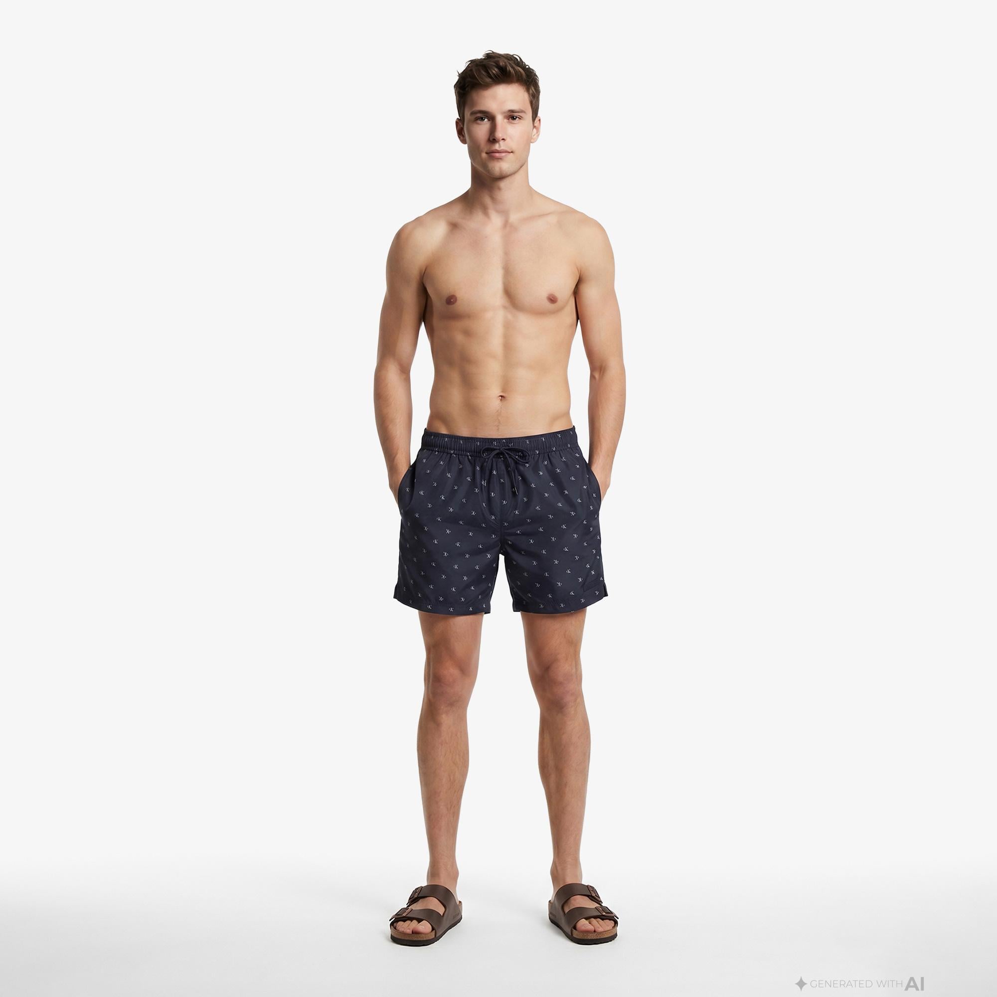 Calvin Klein Medium Drawstring Covered Erkek Mavi Deniz Şortu