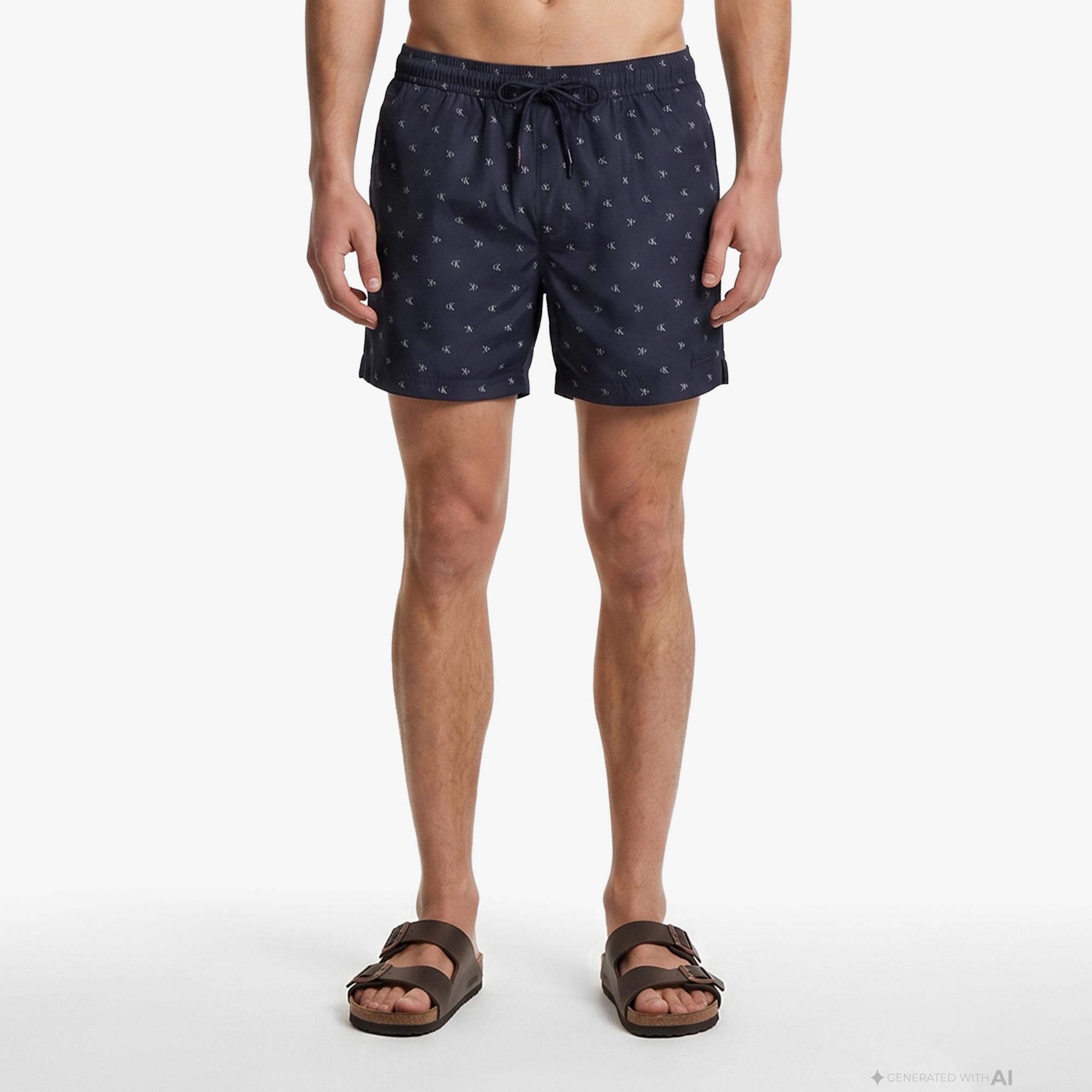 Calvin Klein Medium Drawstring Covered Erkek Mavi Deniz Şortu