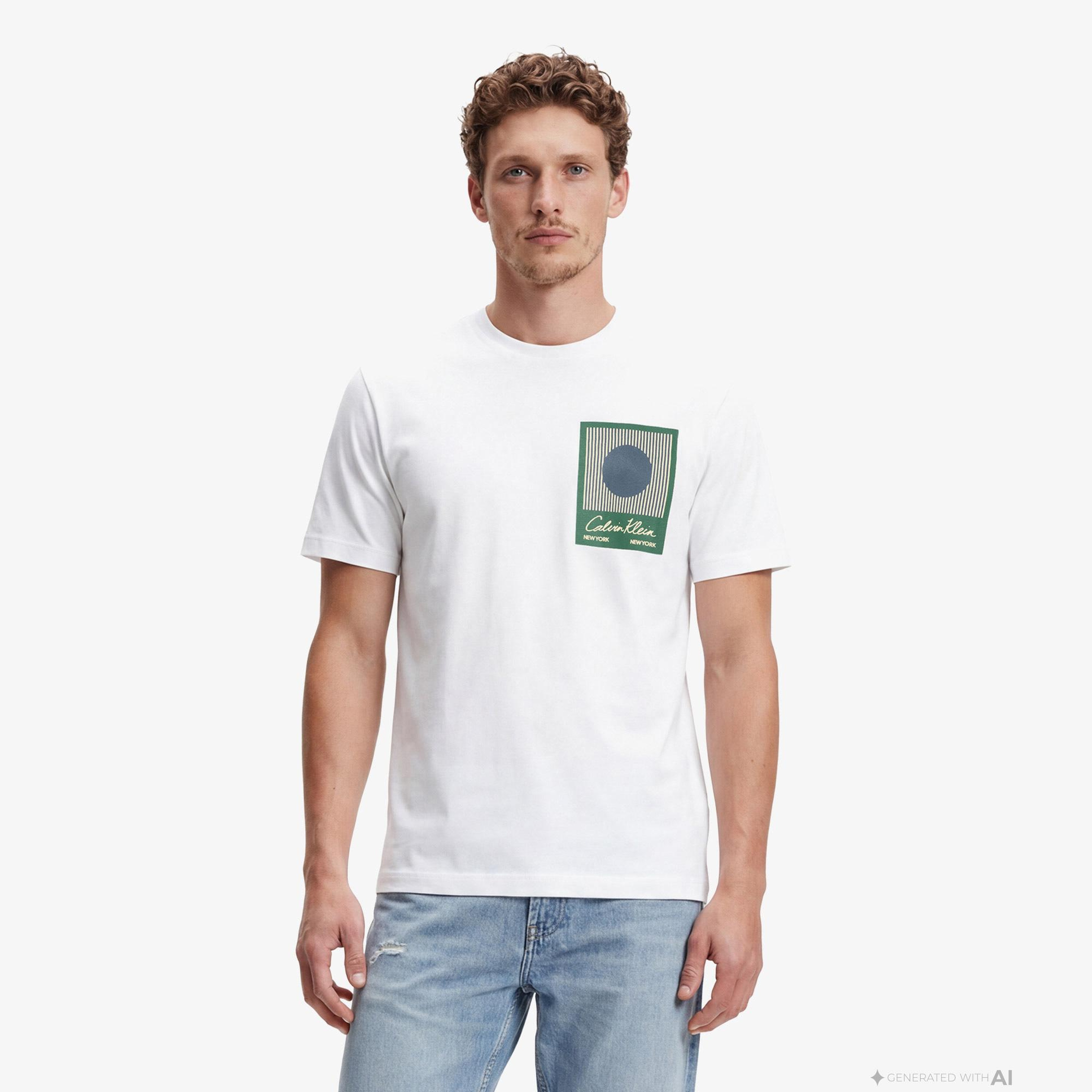 Calvin Klein 20S Matches Grap Erkek Beyaz T-Shirt