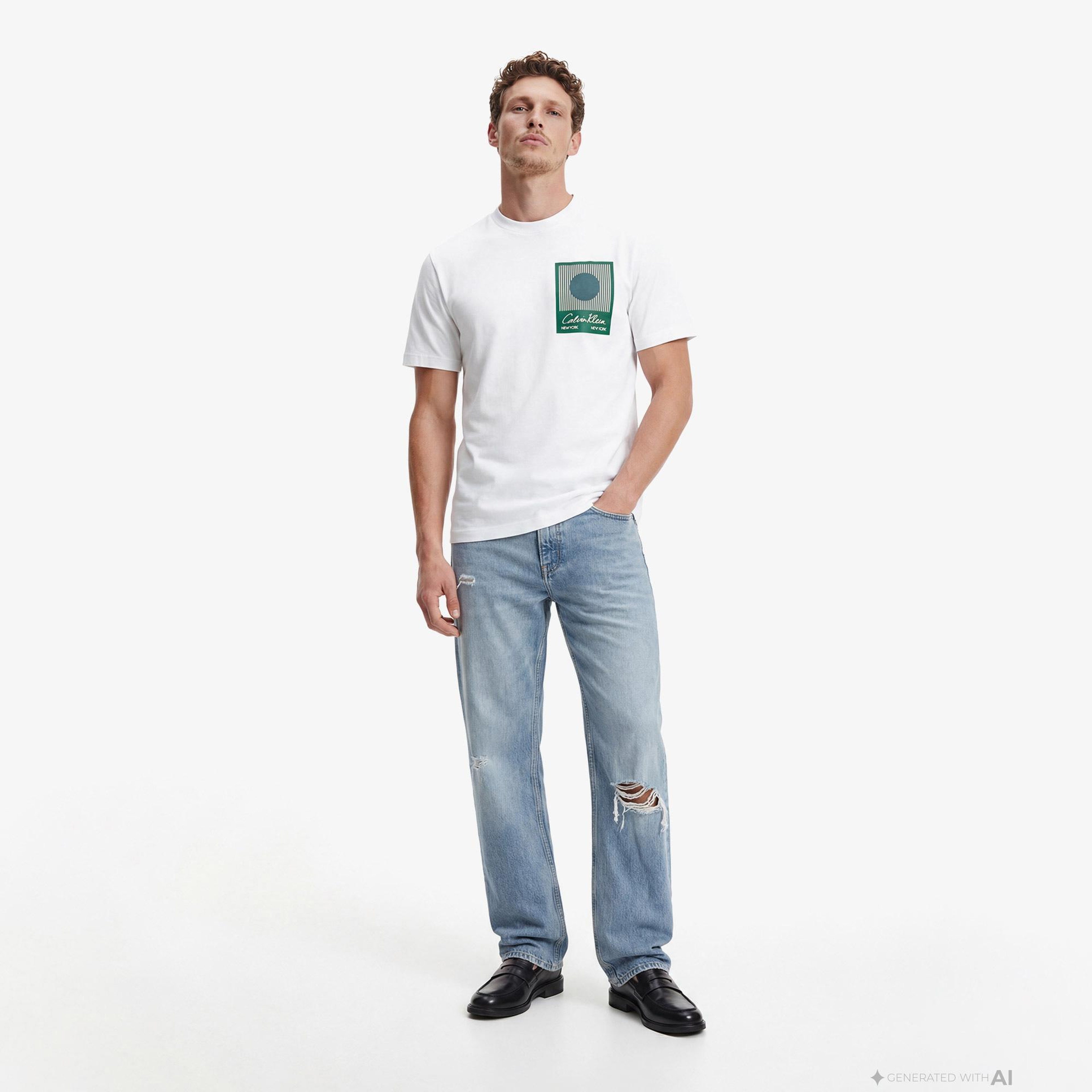Calvin Klein 20S Matches Grap Erkek Beyaz T-Shirt