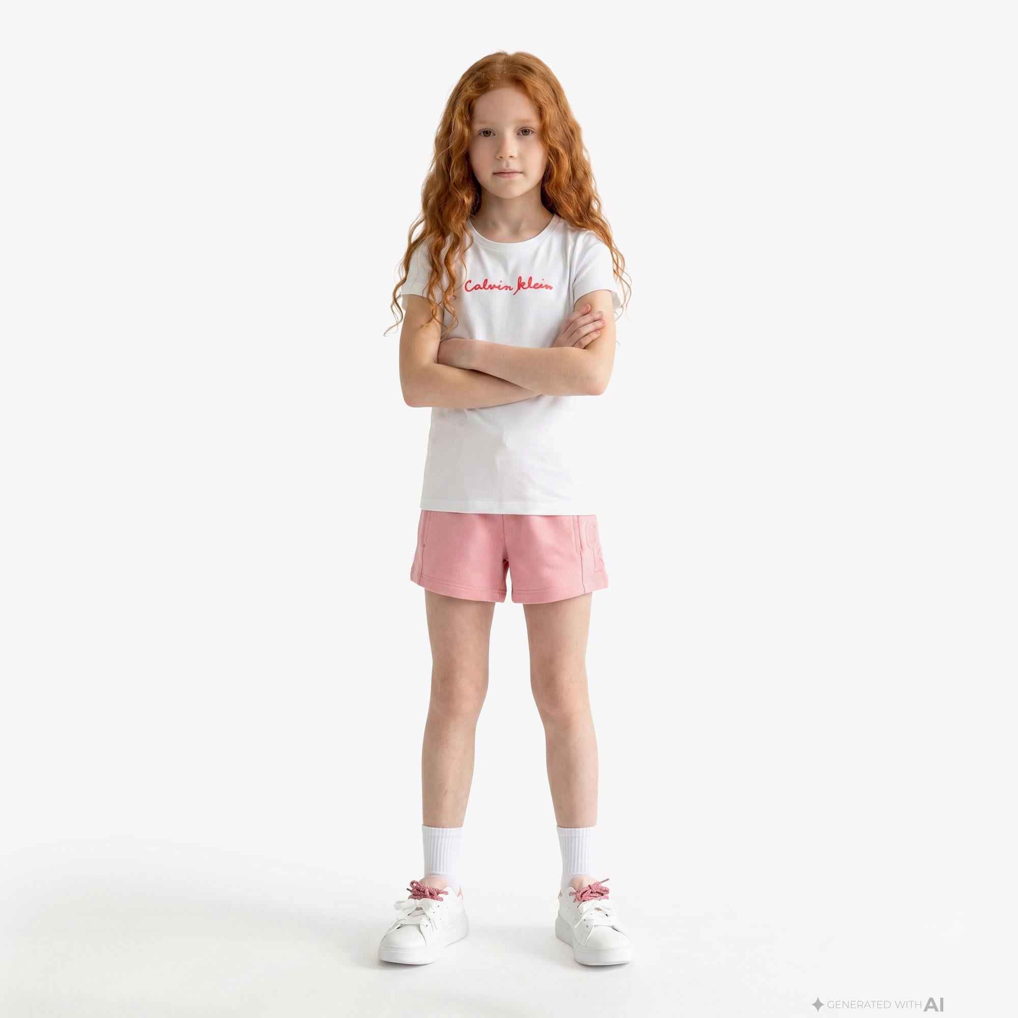 Calvin Klein Script Logo Slim Çocuk Beyaz T-Shirt