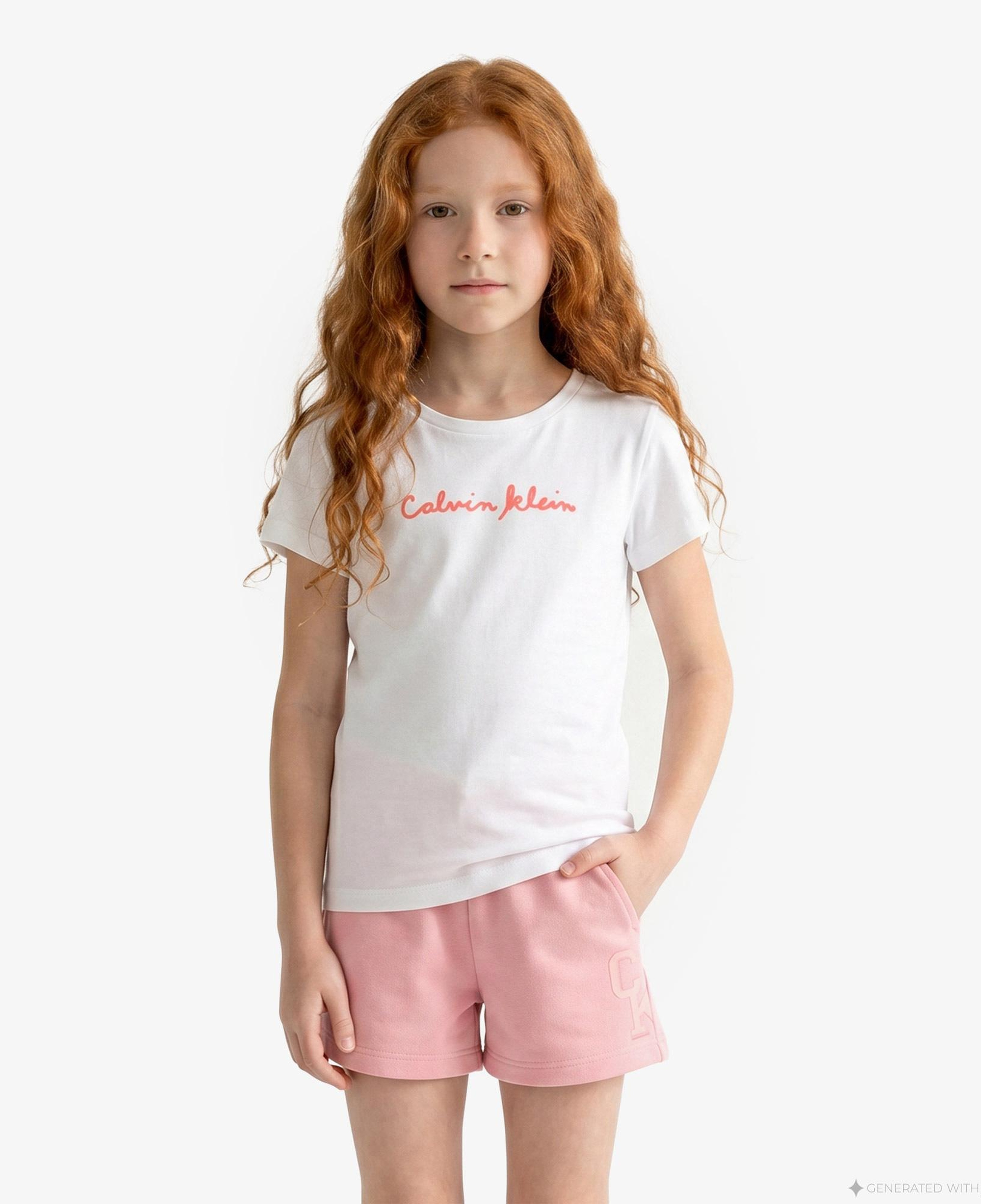 Calvin Klein Script Logo Slim Çocuk Beyaz T-Shirt