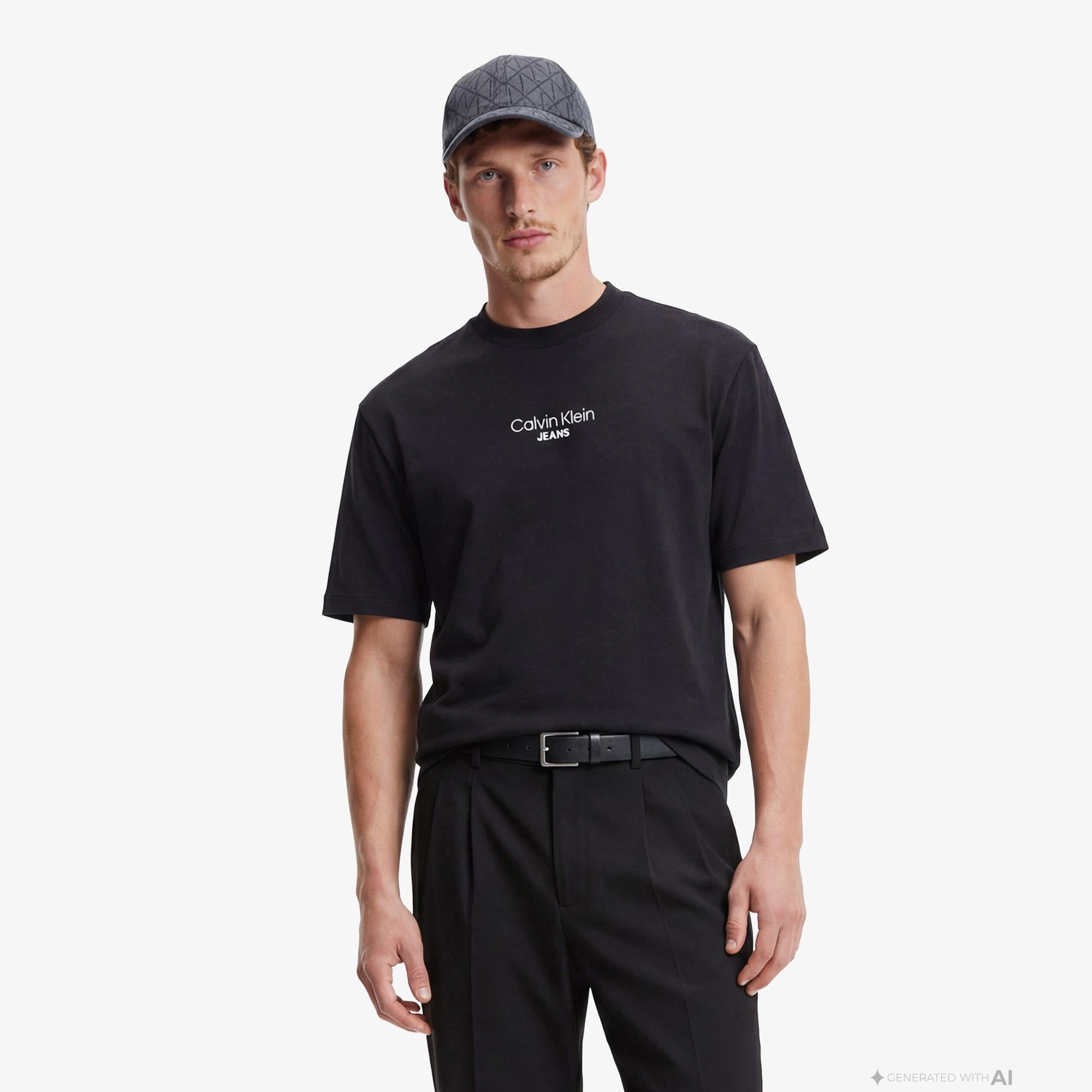 Calvin Klein Relaxed Fit Graphic  Erkek Siyah T-Shirt