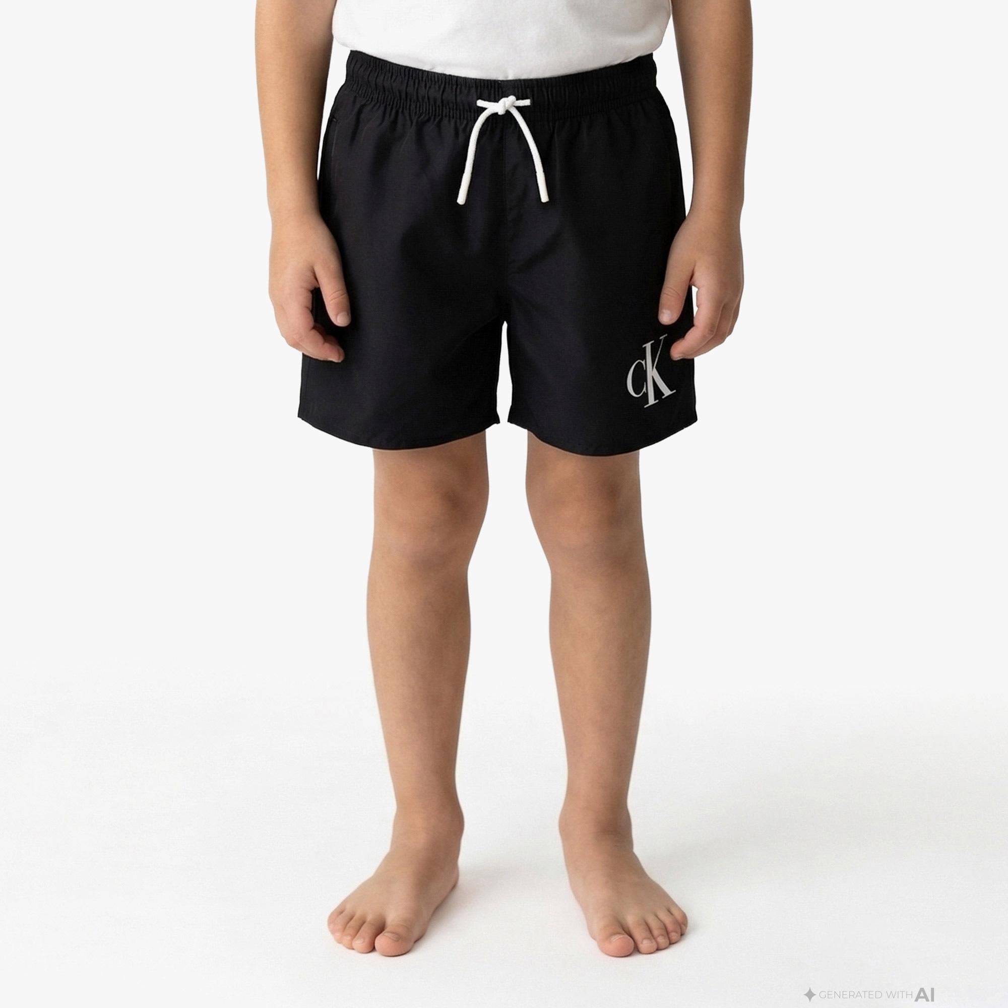 Calvin Klein Medium Drawstring Çocuk Siyah Deniz Şortu