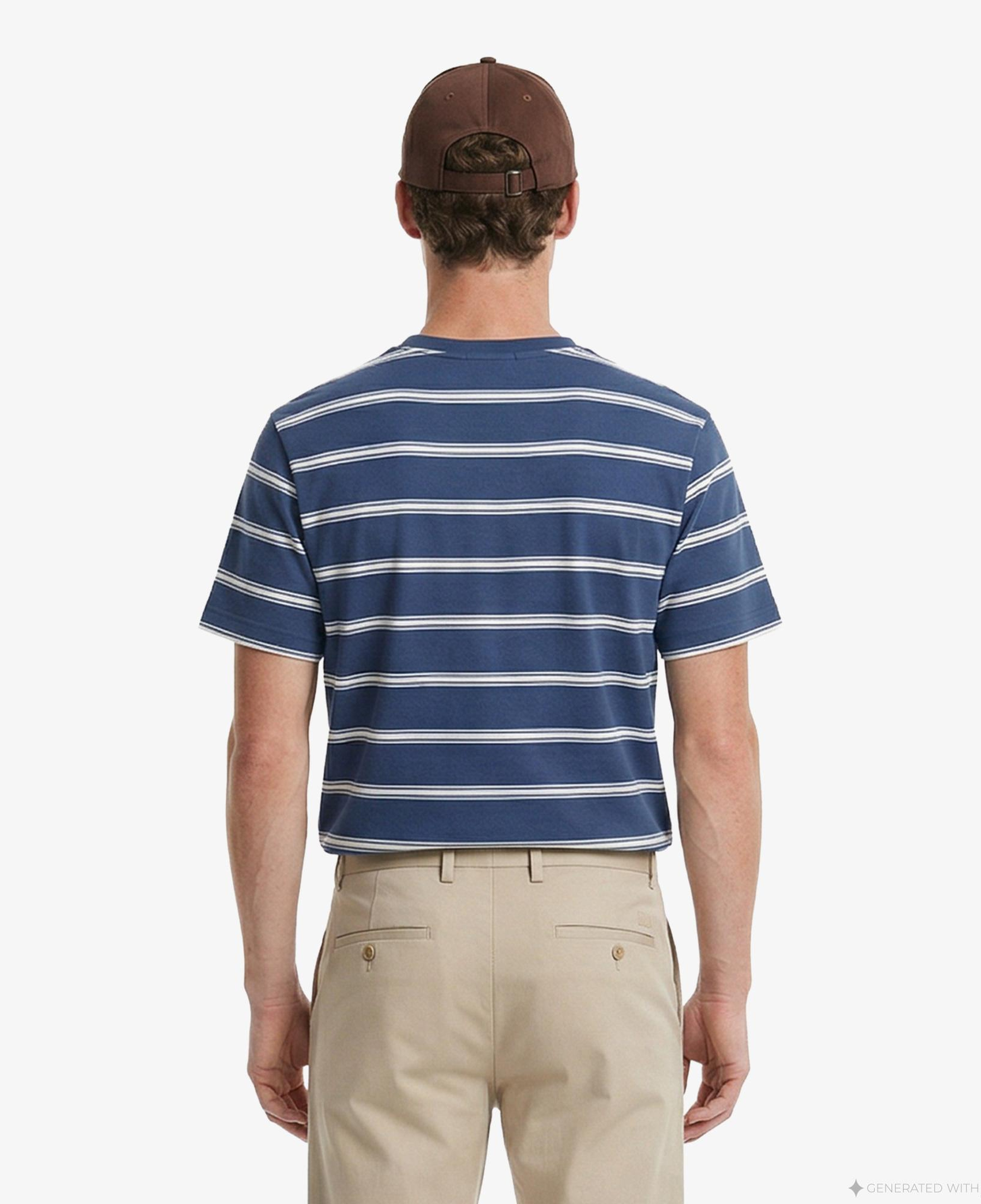 Calvin Klein Easy Stripe Crewnk Erkek Mavi T-Shirt
